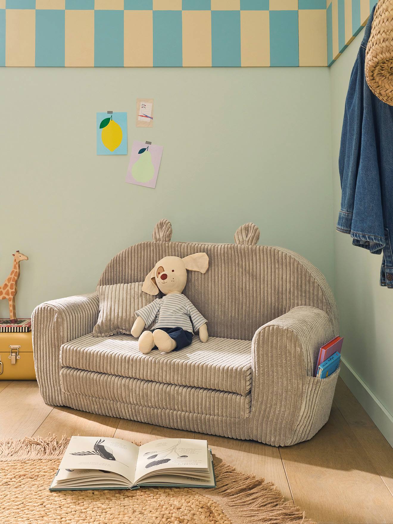 Fluwelen berenbank beige