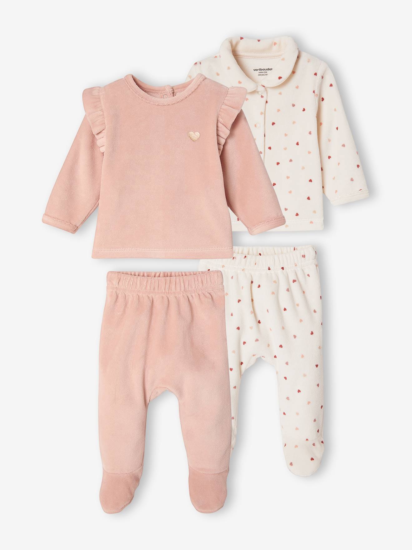 Set van 2 babyslaapzakjes roze (poederkleur)