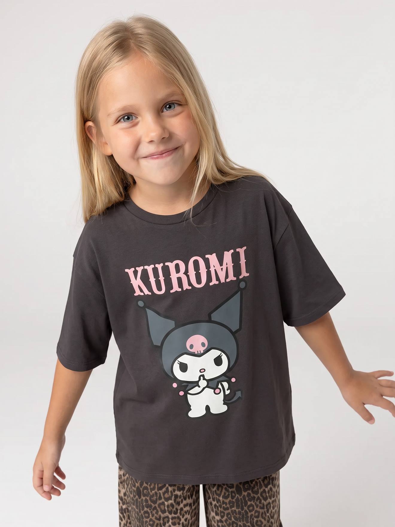 Kuromi T-shirt voor meisjes antraciet