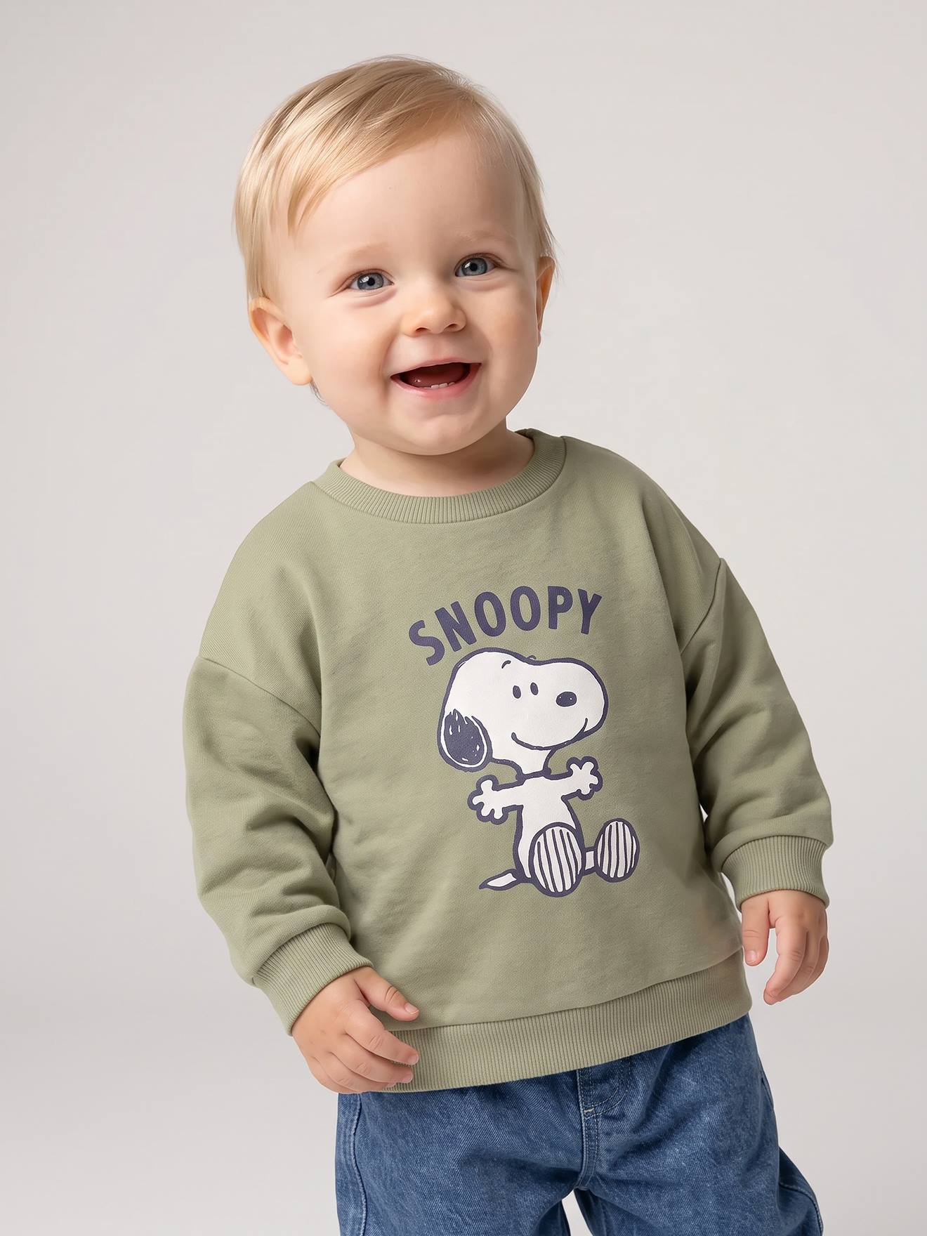 SNOOPY sweater babyjongen kaki