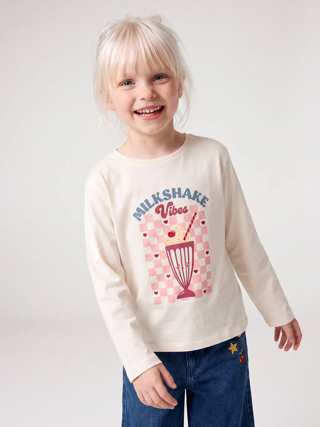 Meisjes T-shirt met lange mouwen ecru