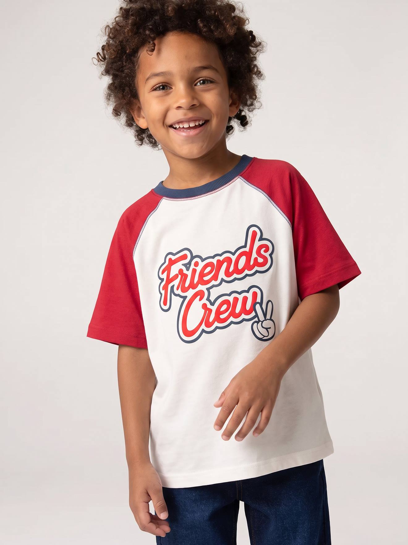 Jongens T-shirt met raglanmouwen rood