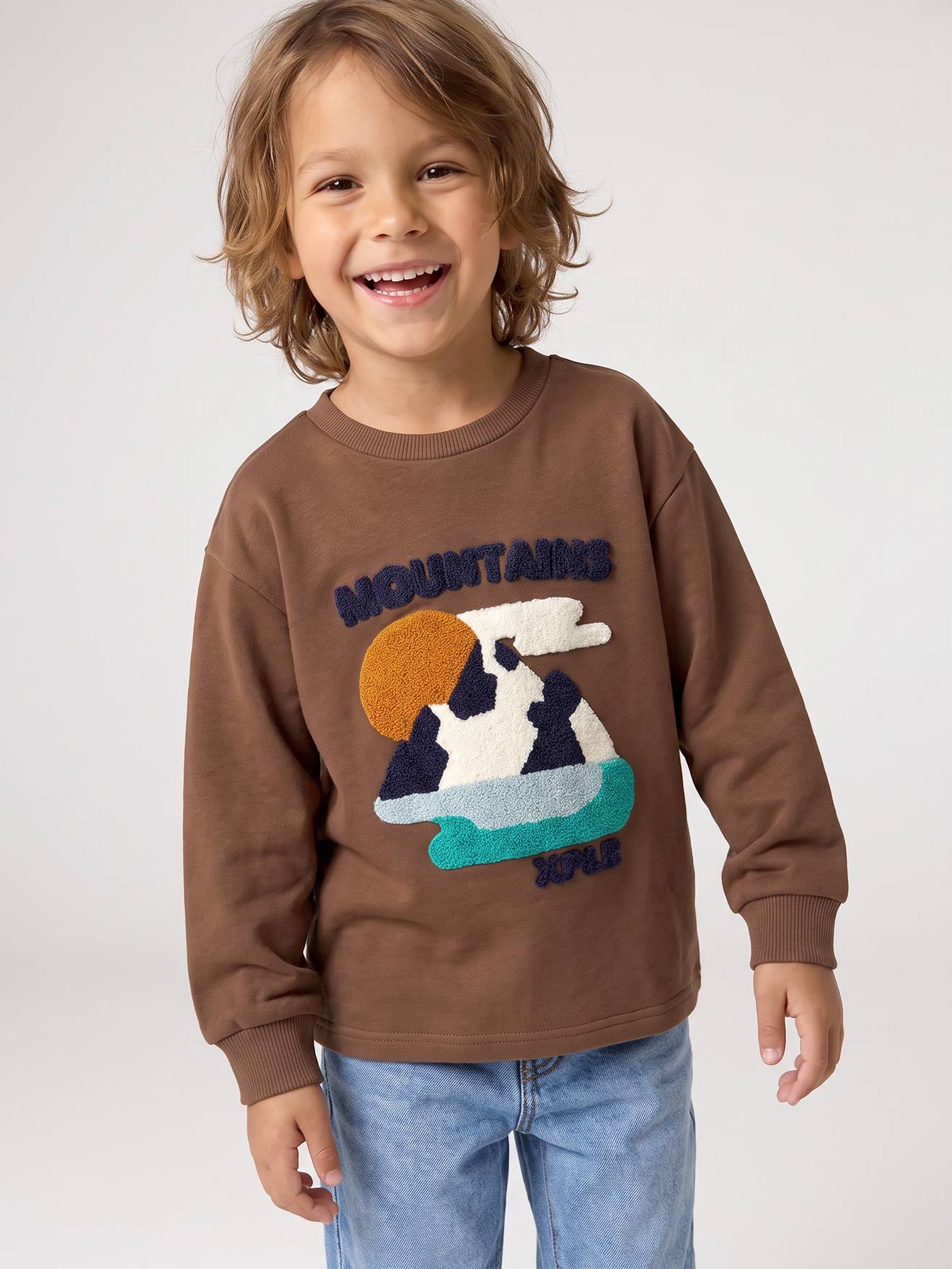 Jongensshirt met lange mouwen hazelnoot