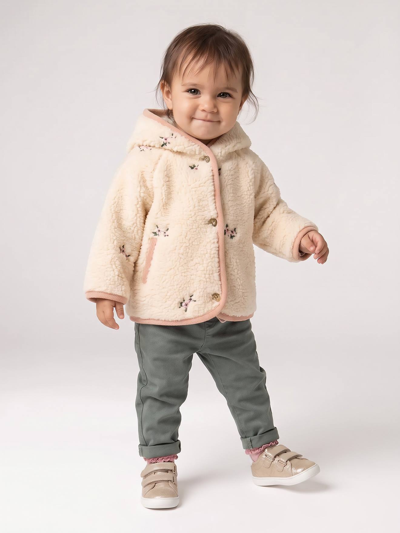 Baby sherpijas met capuchon vanille