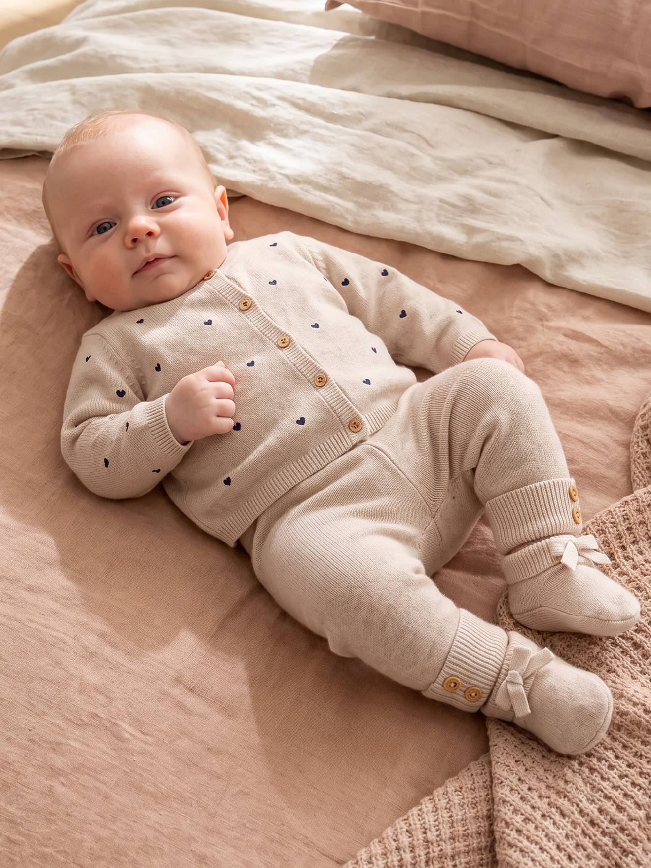 3-delige babyset meisje gemêleerd beige
