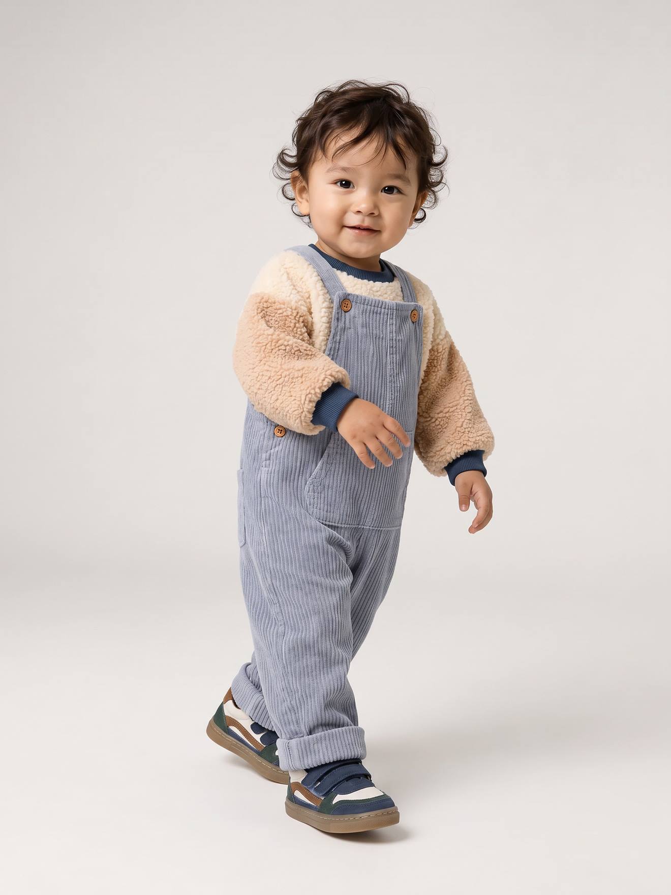 Set tuinbroek en sweater baby jongen grijsblauw