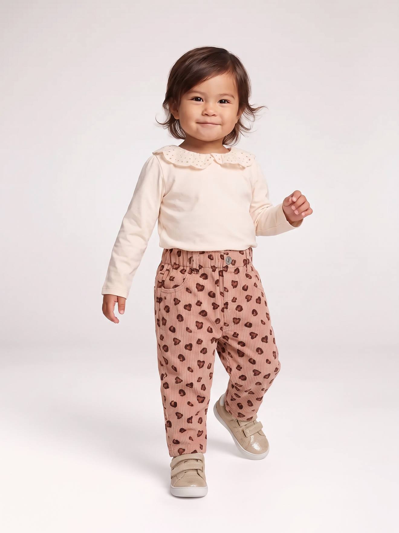 Babybroek van ribfluweel rouge