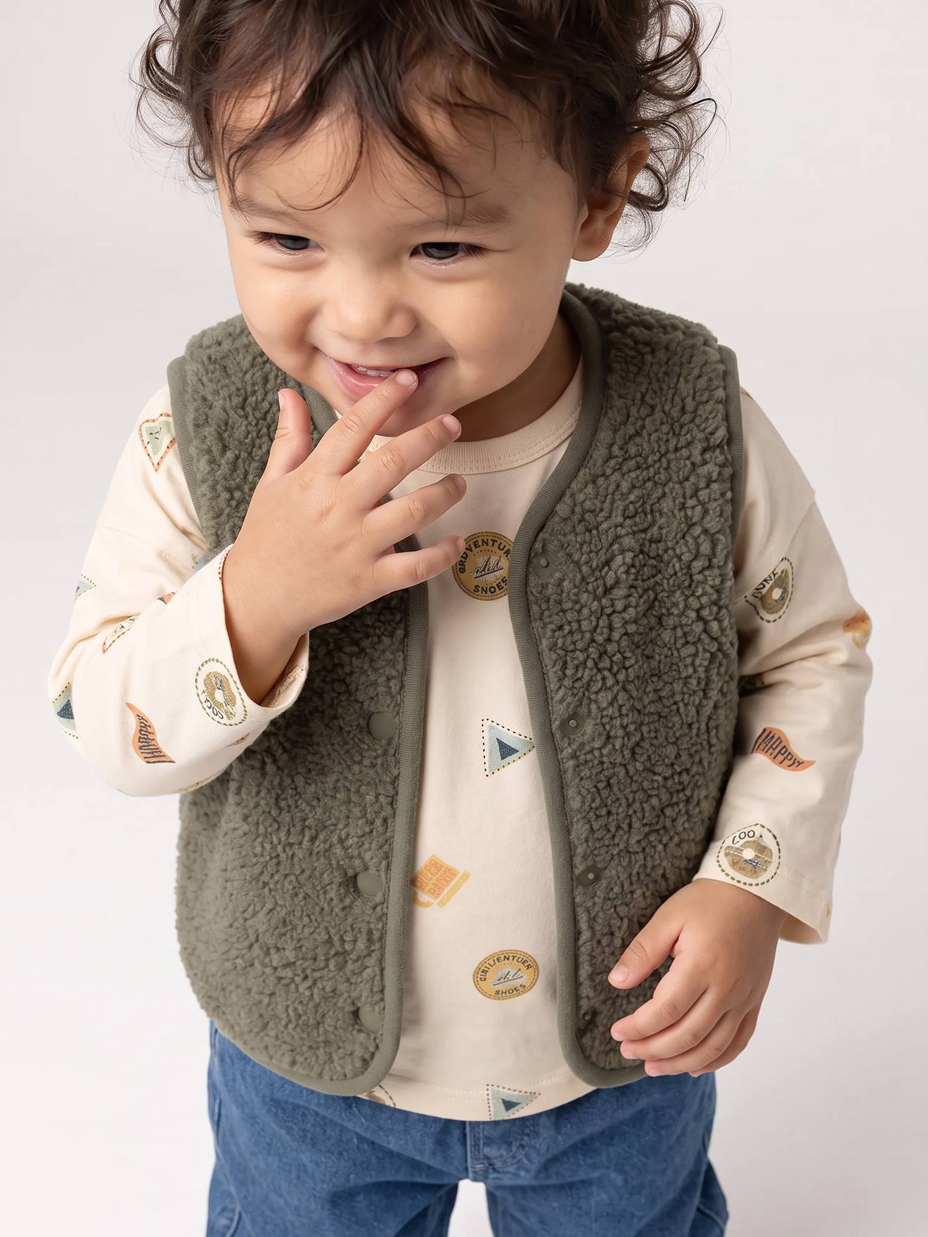 Baby sherpa bodywarmer groen