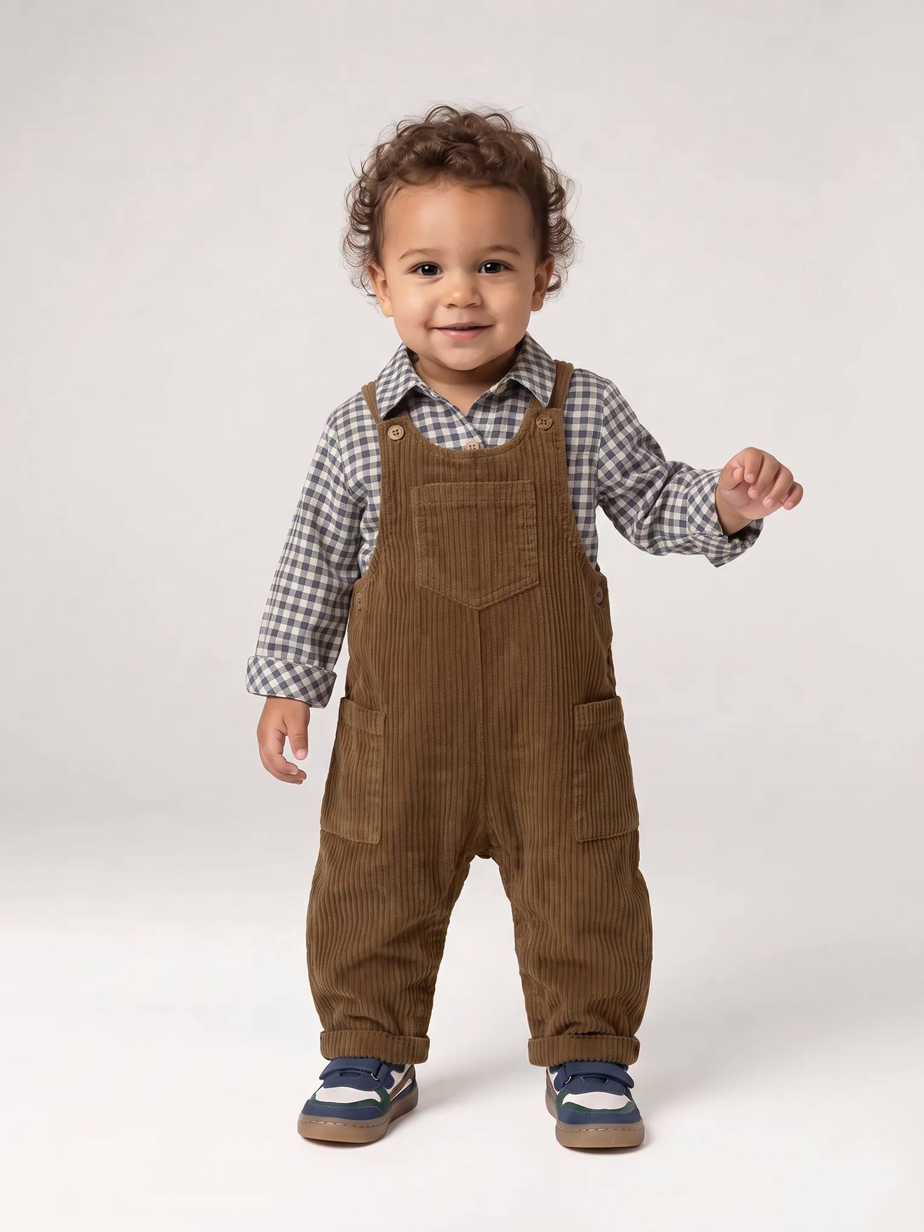 Babykledingset met tuinbroek en blouse olijf