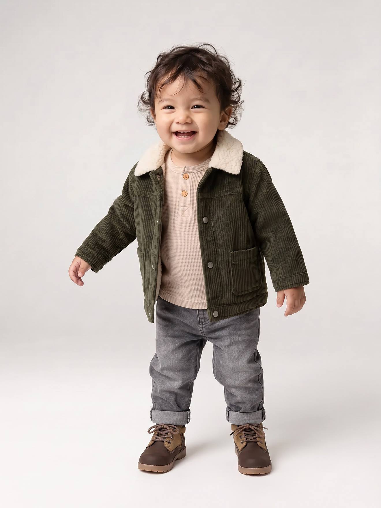 Babyjasje voor jongens kaki