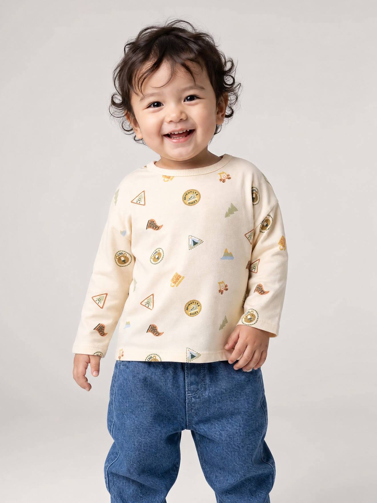 Babyshirt met lange mouwen vanille