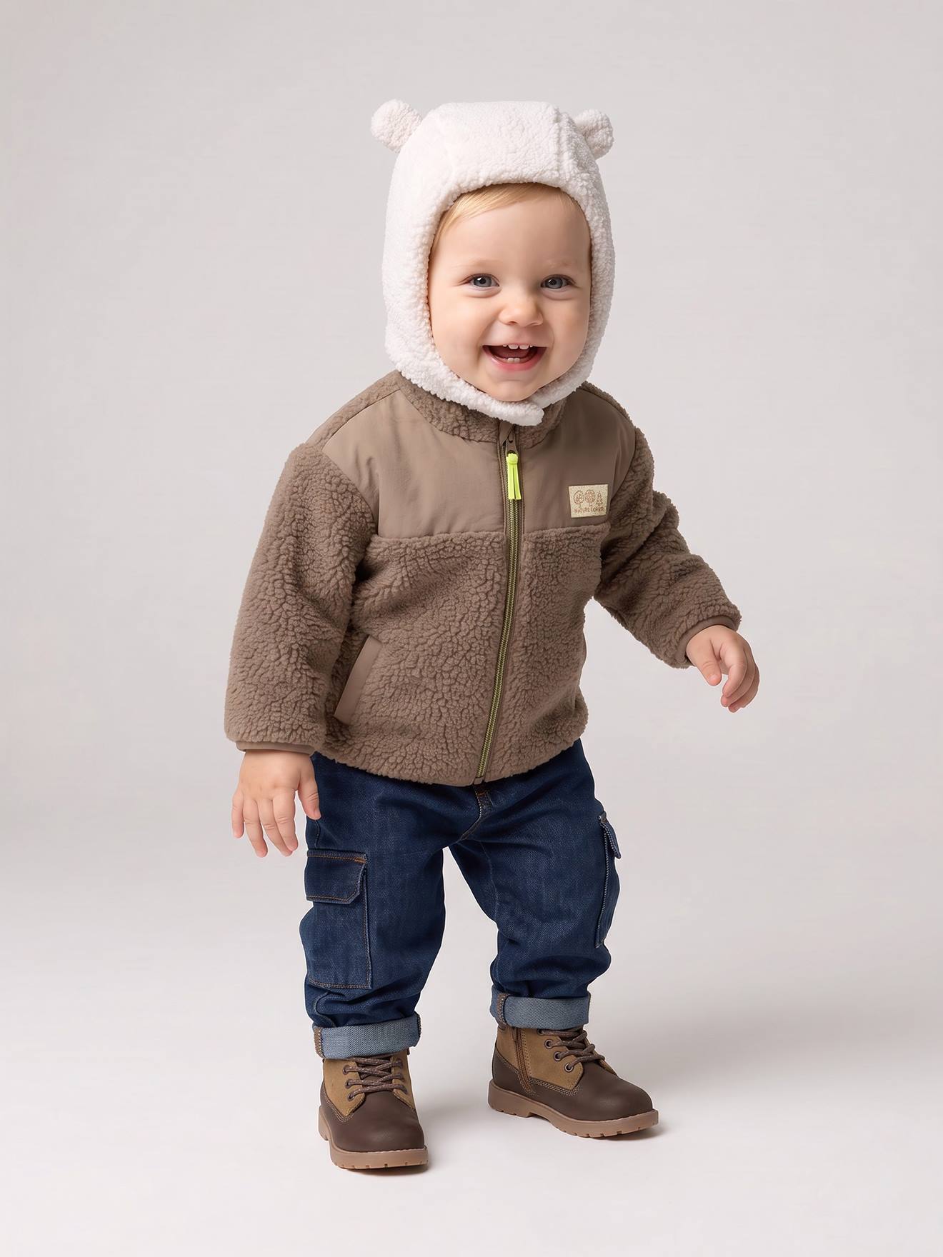Babyvest met rits taupe