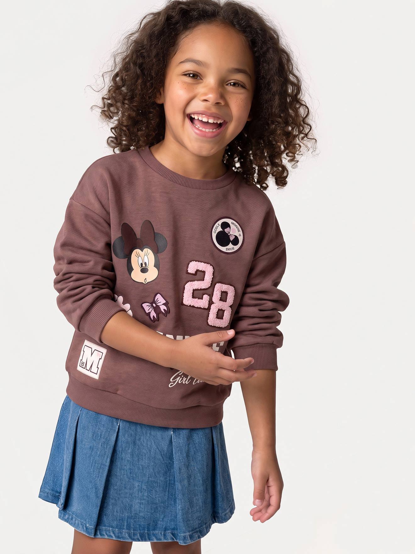 Minnie sweater voor meisjes chocoladebruin