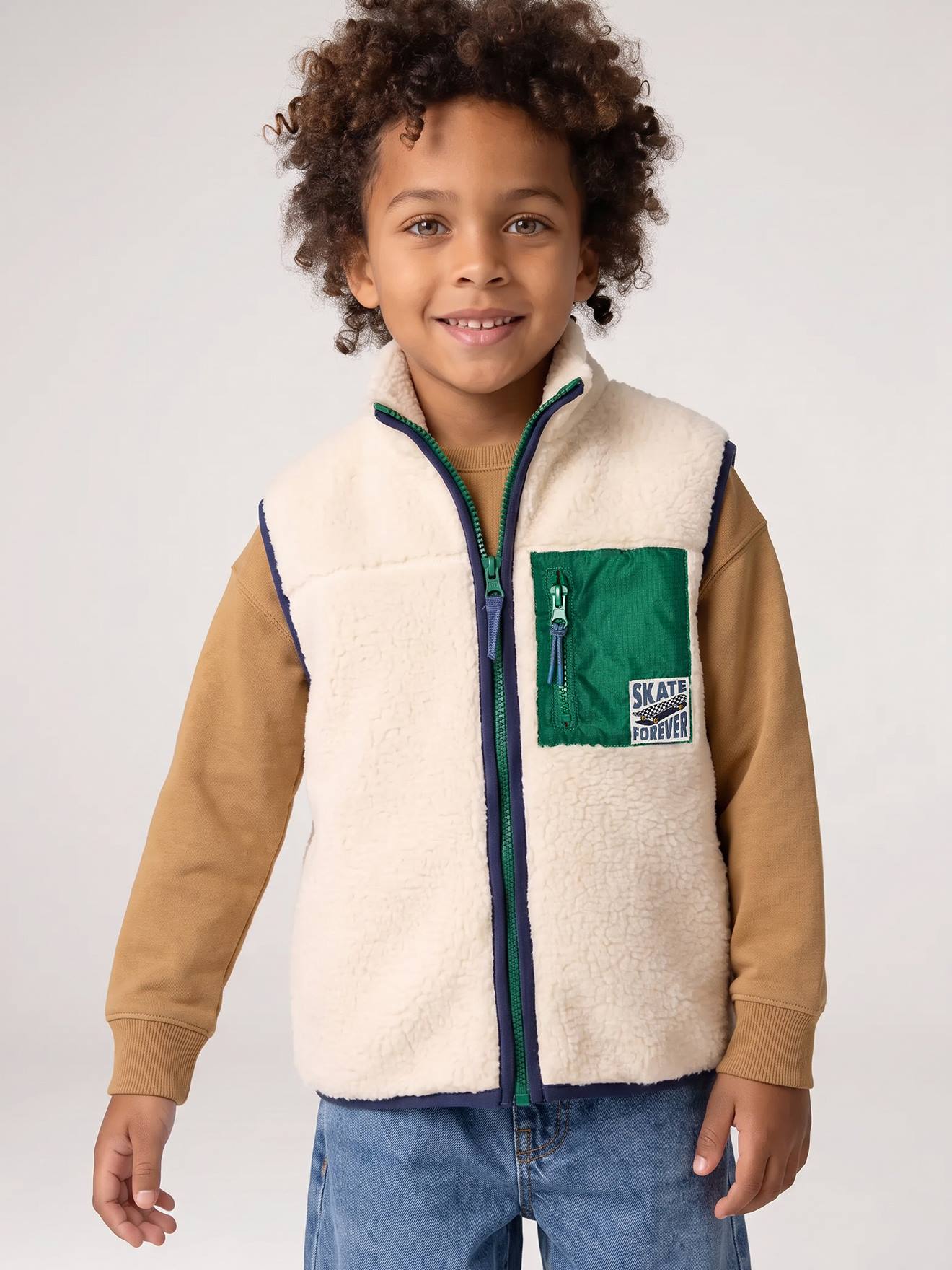 Sherpa bodywarmer jongen ecru