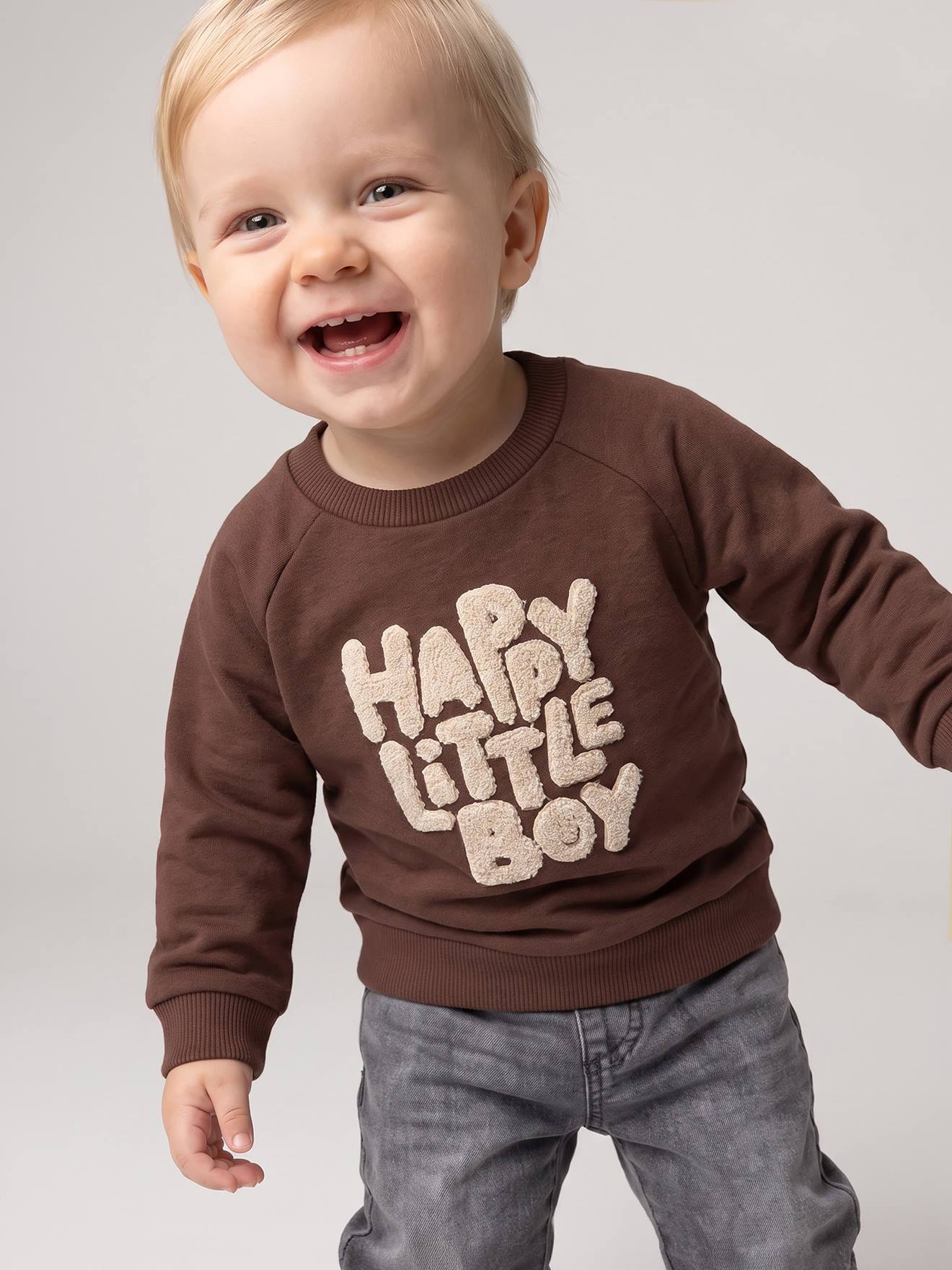 Sweater babyjongen met lange mouwen bruin