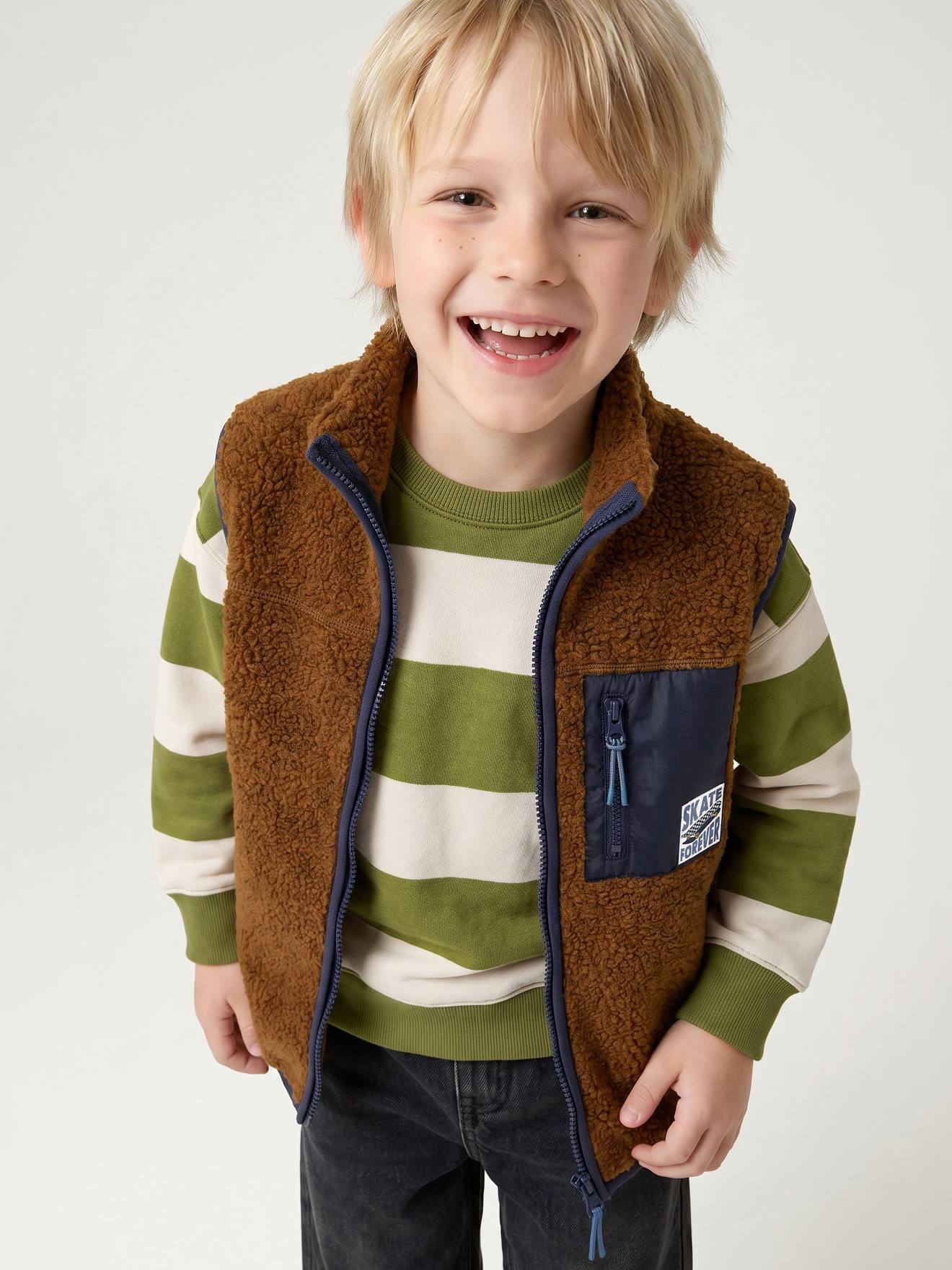 Sherpa bodywarmer jongen karamel