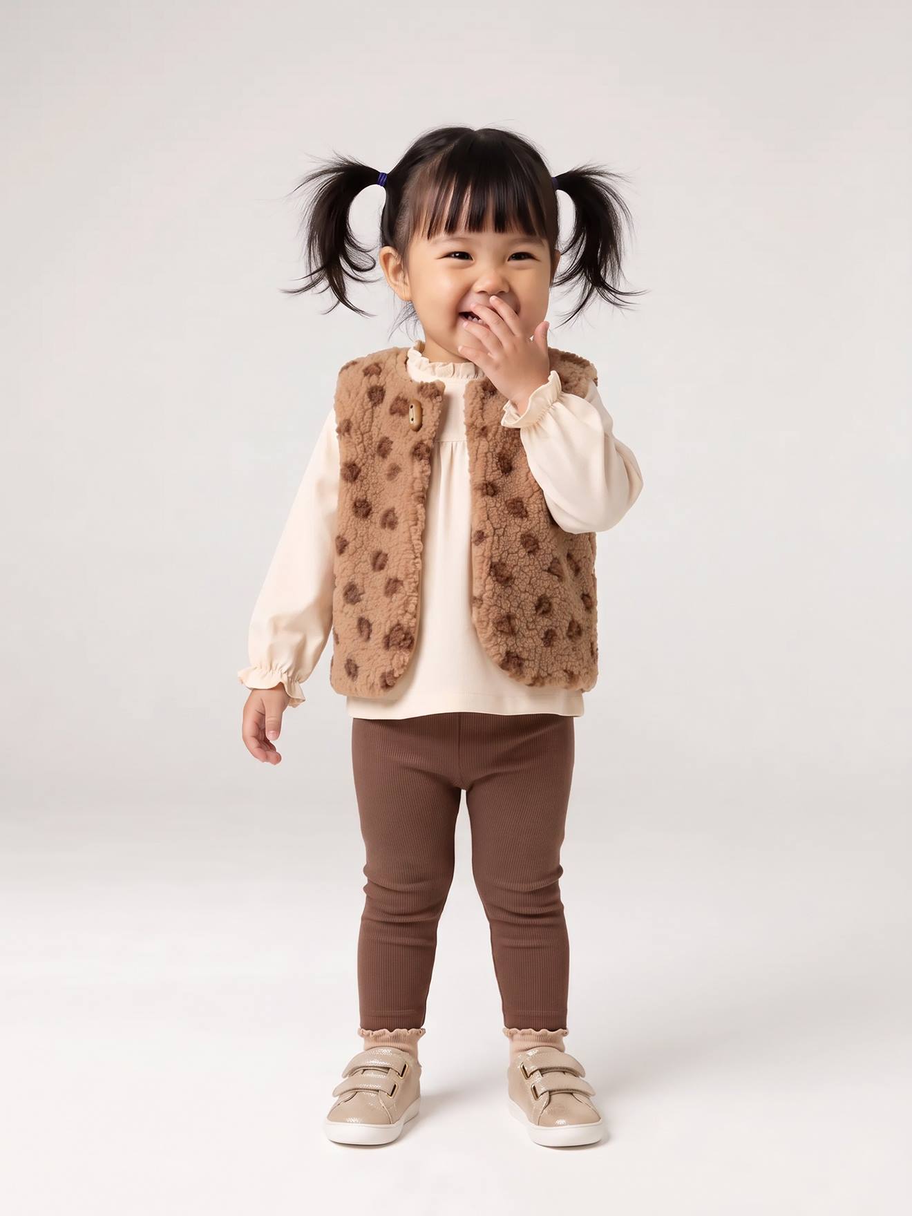 3-delige babyset meisje hazelnoot