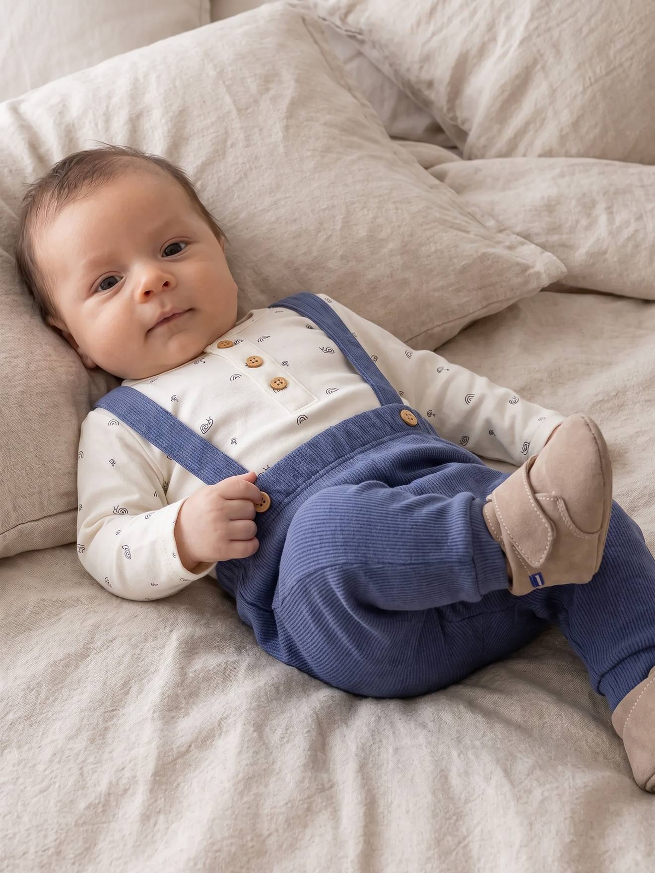 Babyset met body en broek middenblauw
