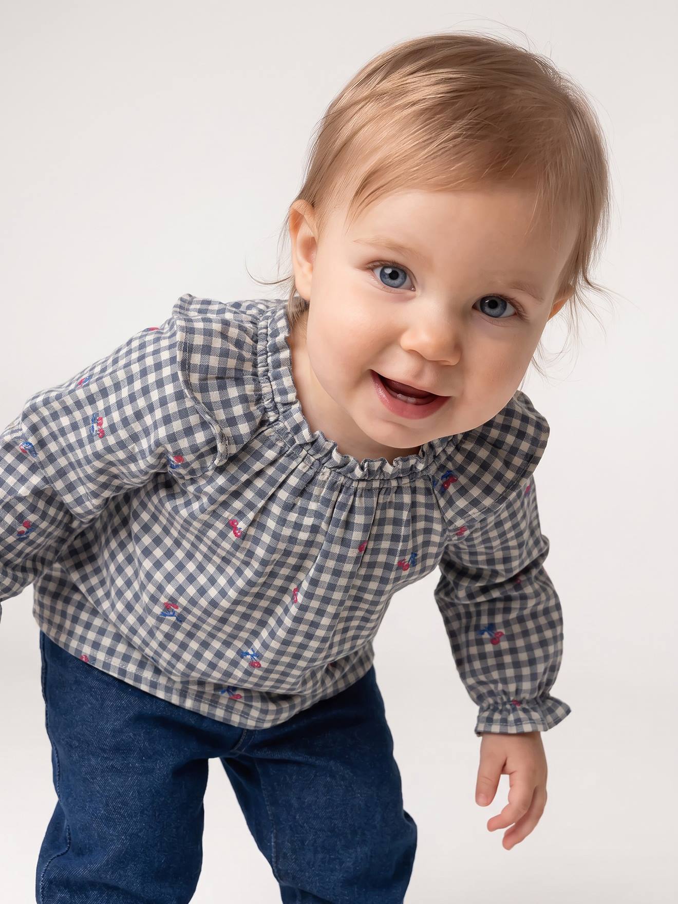 Blouse met lange mouwen voor babymeisjes grijsblauw
