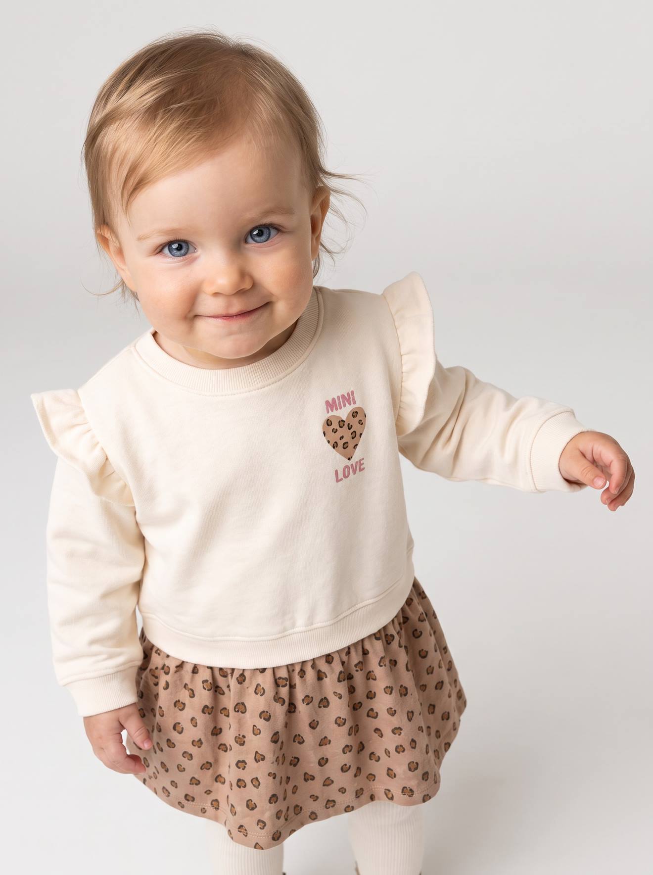 2-in-1 babyjurk met lange mouwen vanille