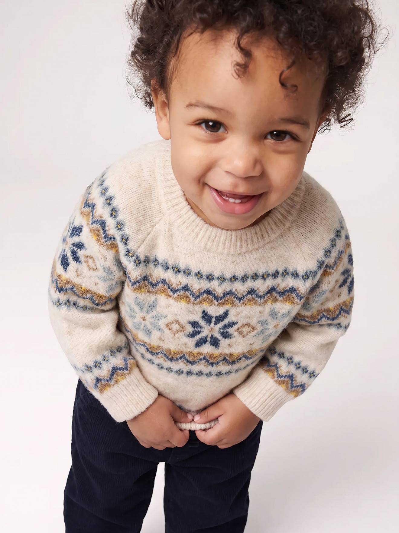 Jacquard babytrui jongen gemêleerd beige