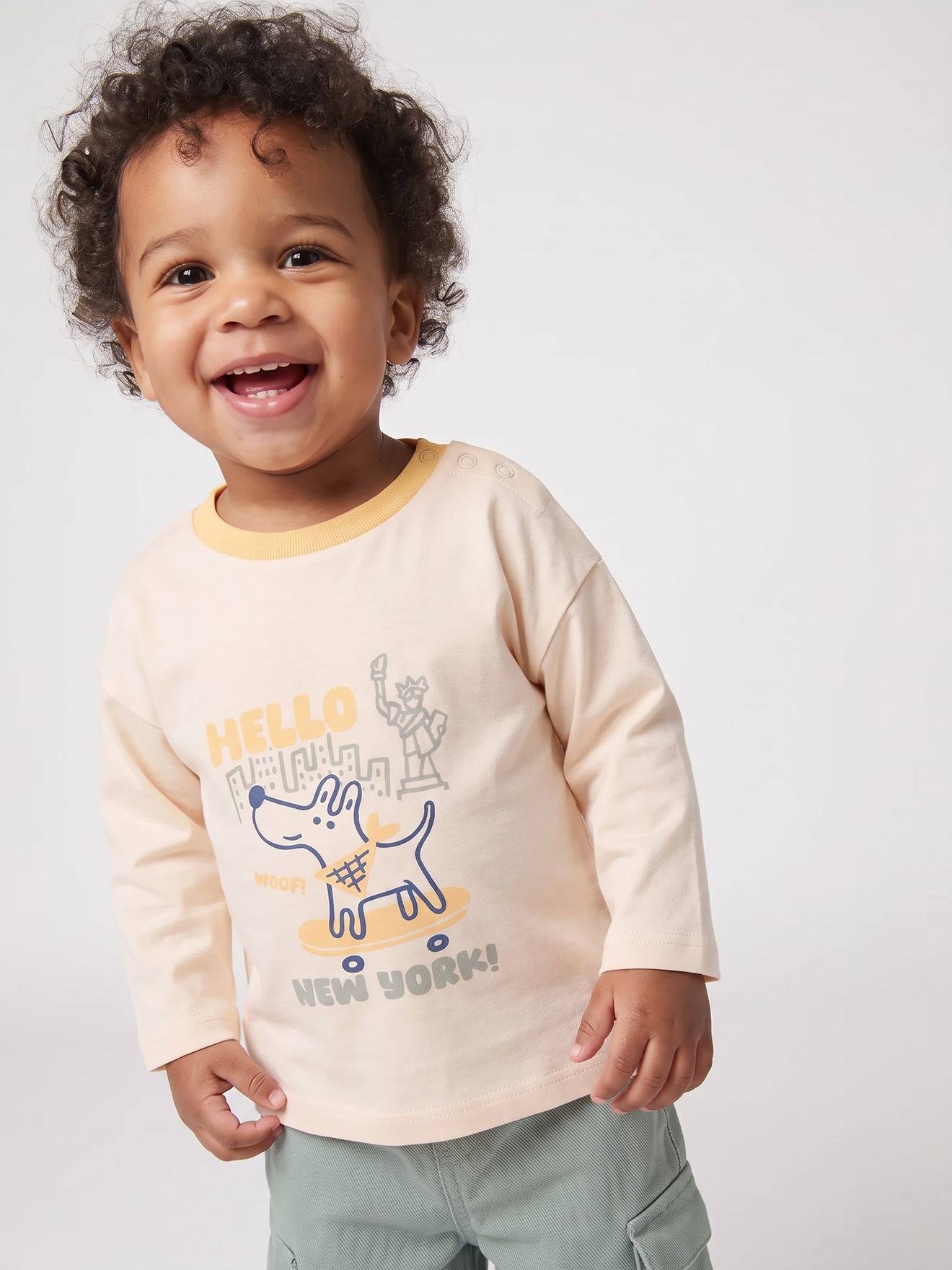Baby jongensshirt met lange mouwen vanille