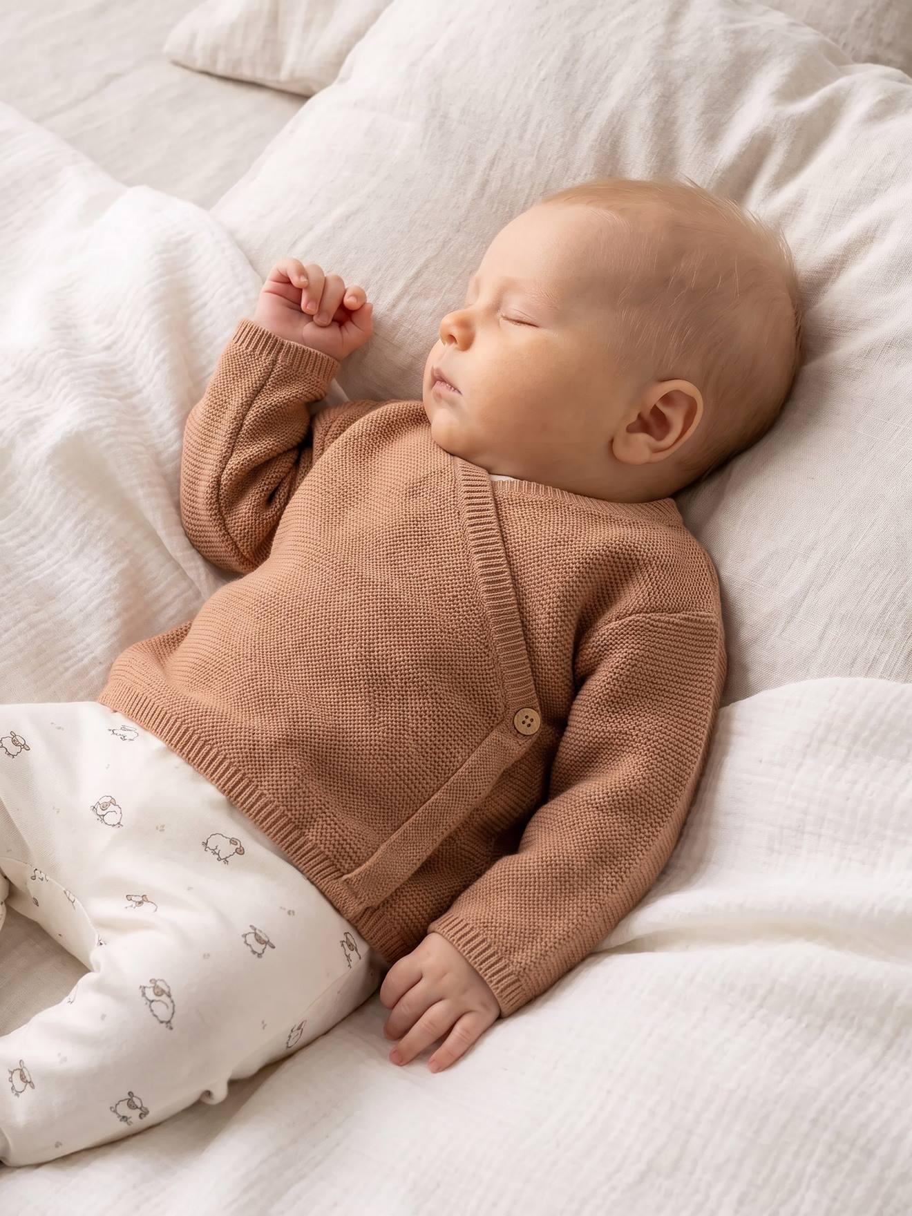 Brassière vest baby van wol en katoen cappuccino