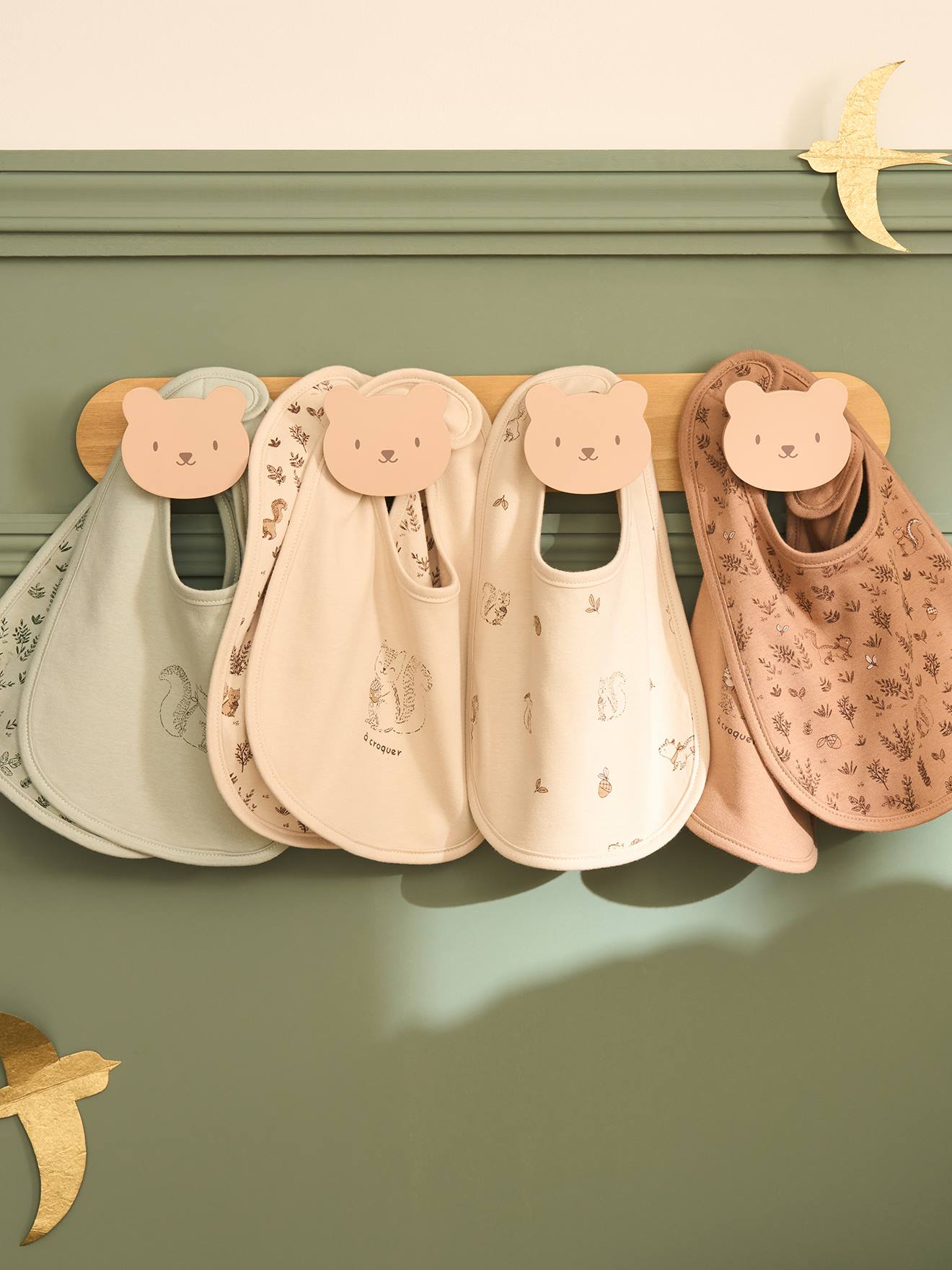 Berenkapstok met 4 haken beige