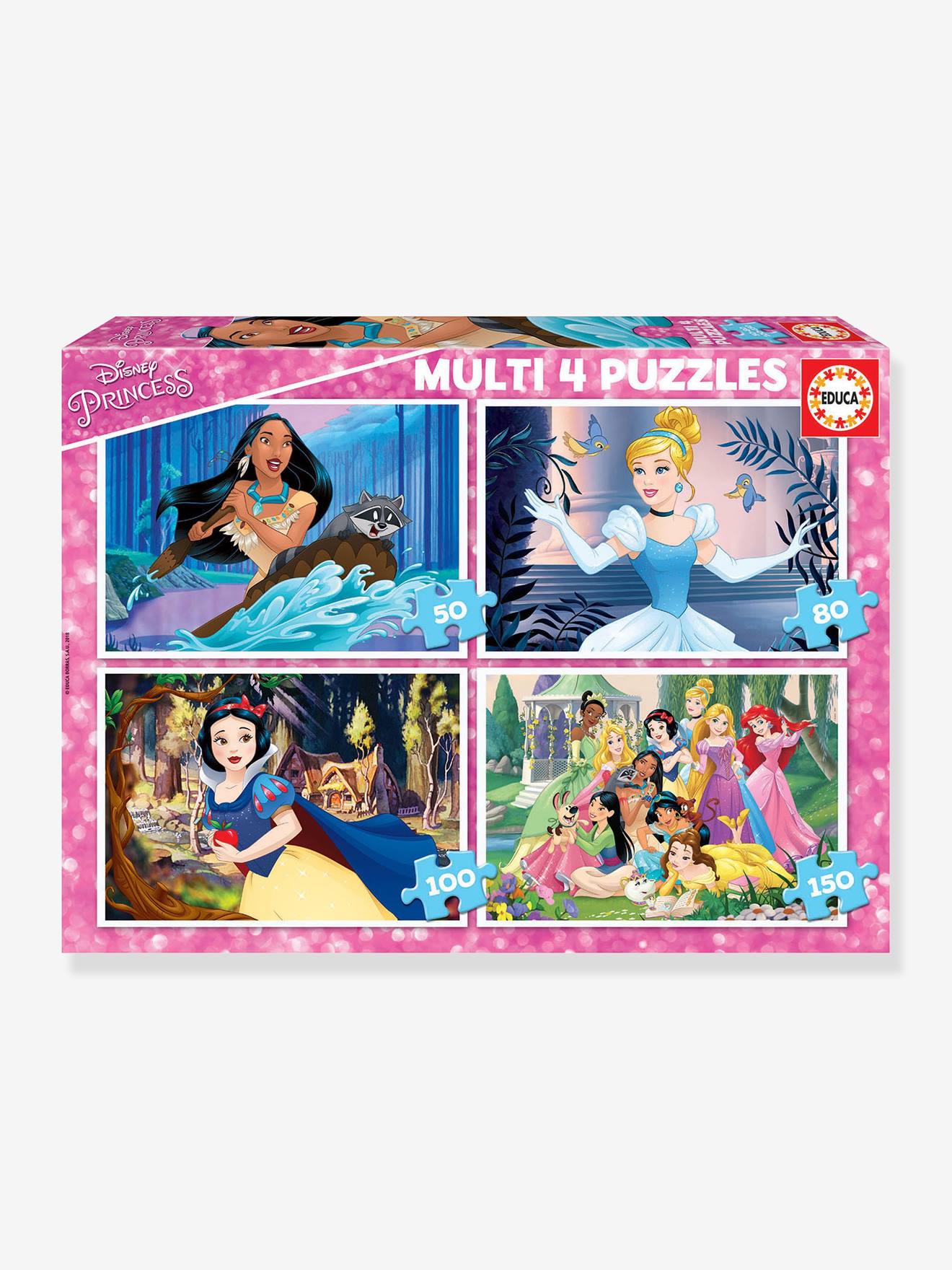 Educa Disney Prinsessen - 4 puzzels van 50 / 80 / 100 / 150 stukjes