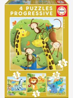 Speelgoed-Educatief speelgoed-Puzzels-Set van 4 puzzels Wilde dieren van 12 tot 25 stukjes EDUCA