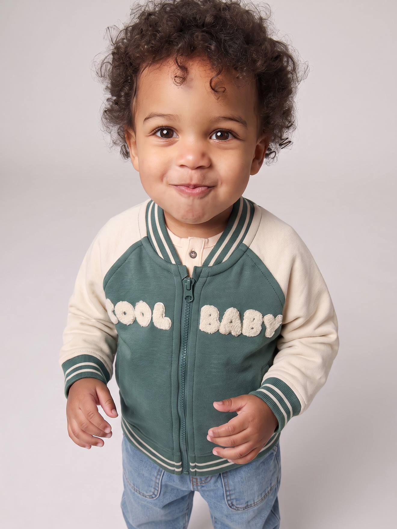 Baby jongens teddyvest met rits smaragdgroen