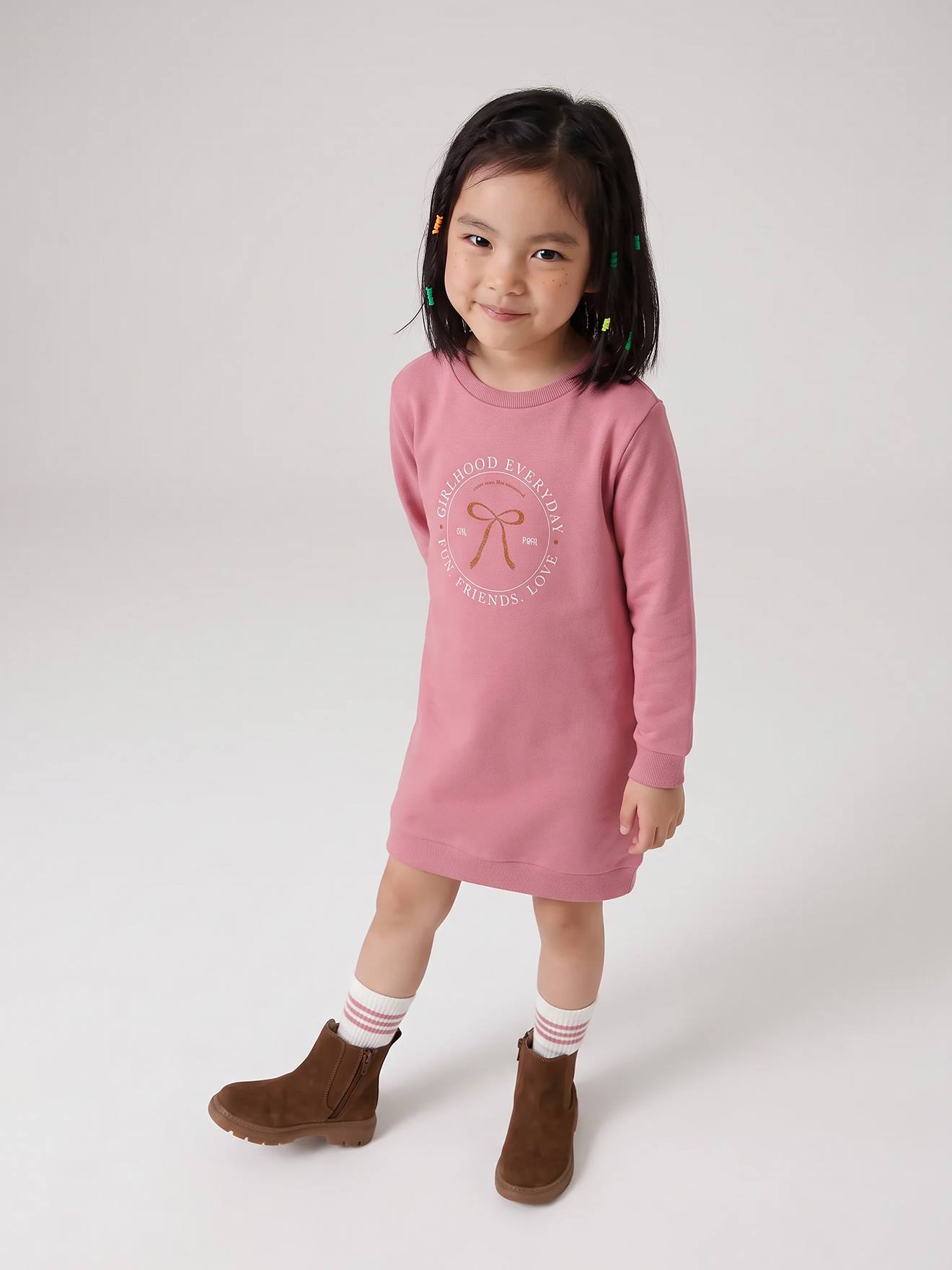 Basics fleece meisjesjurk zachtpaars