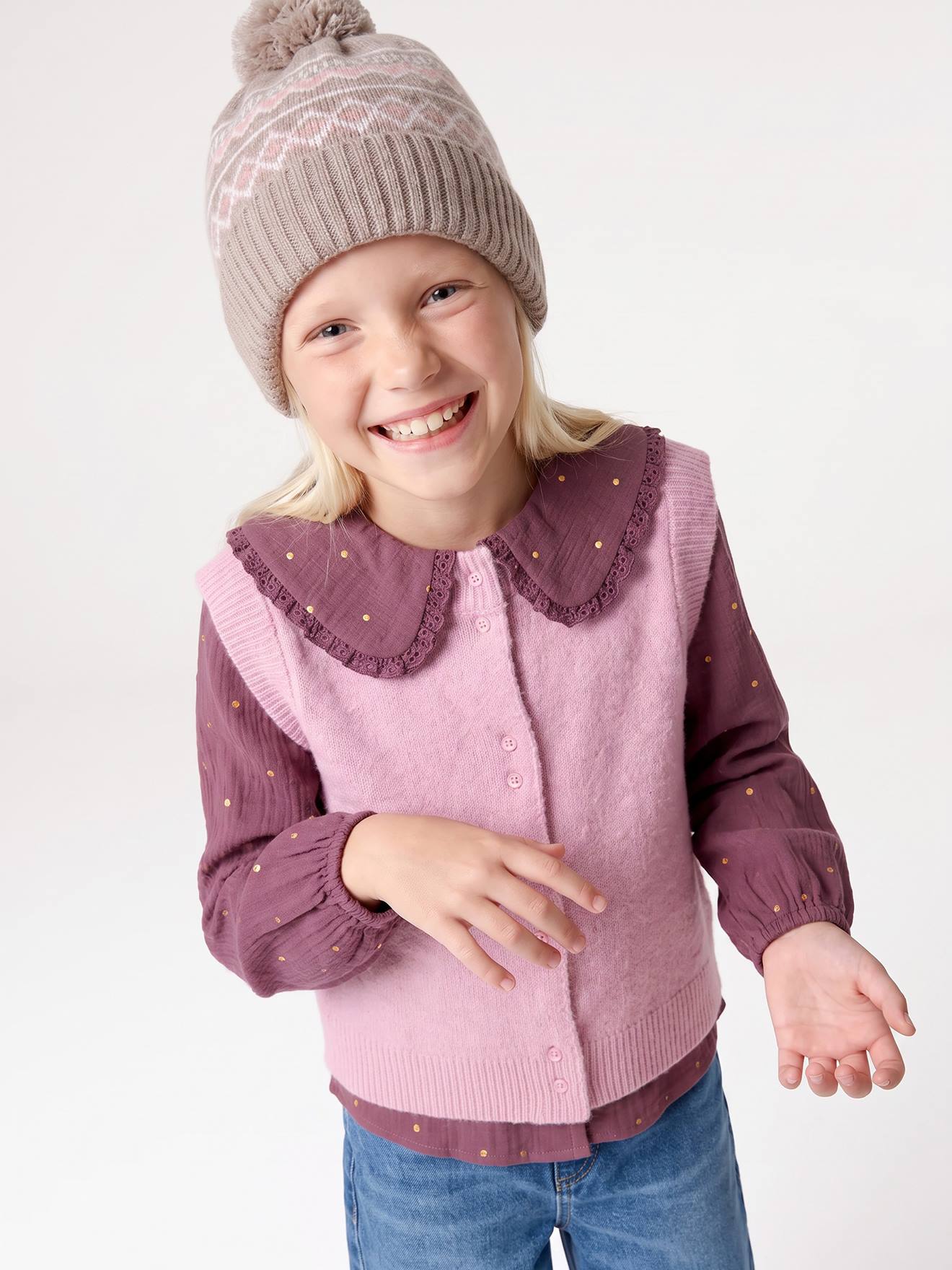 Meisjesset muts, colsjaal en handschoenen mokka