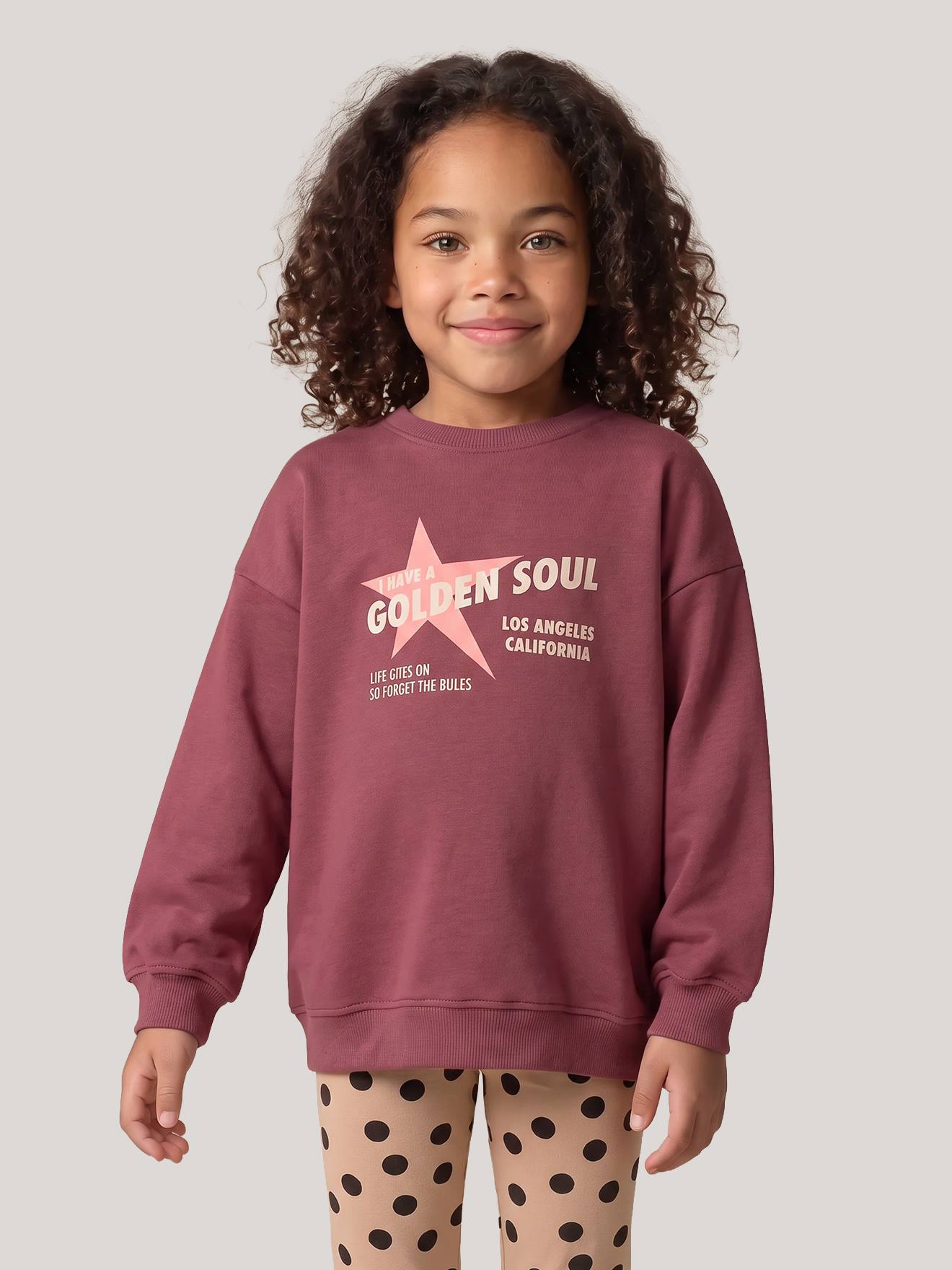 Sweatshirt en legging set meisje donkerpaars
