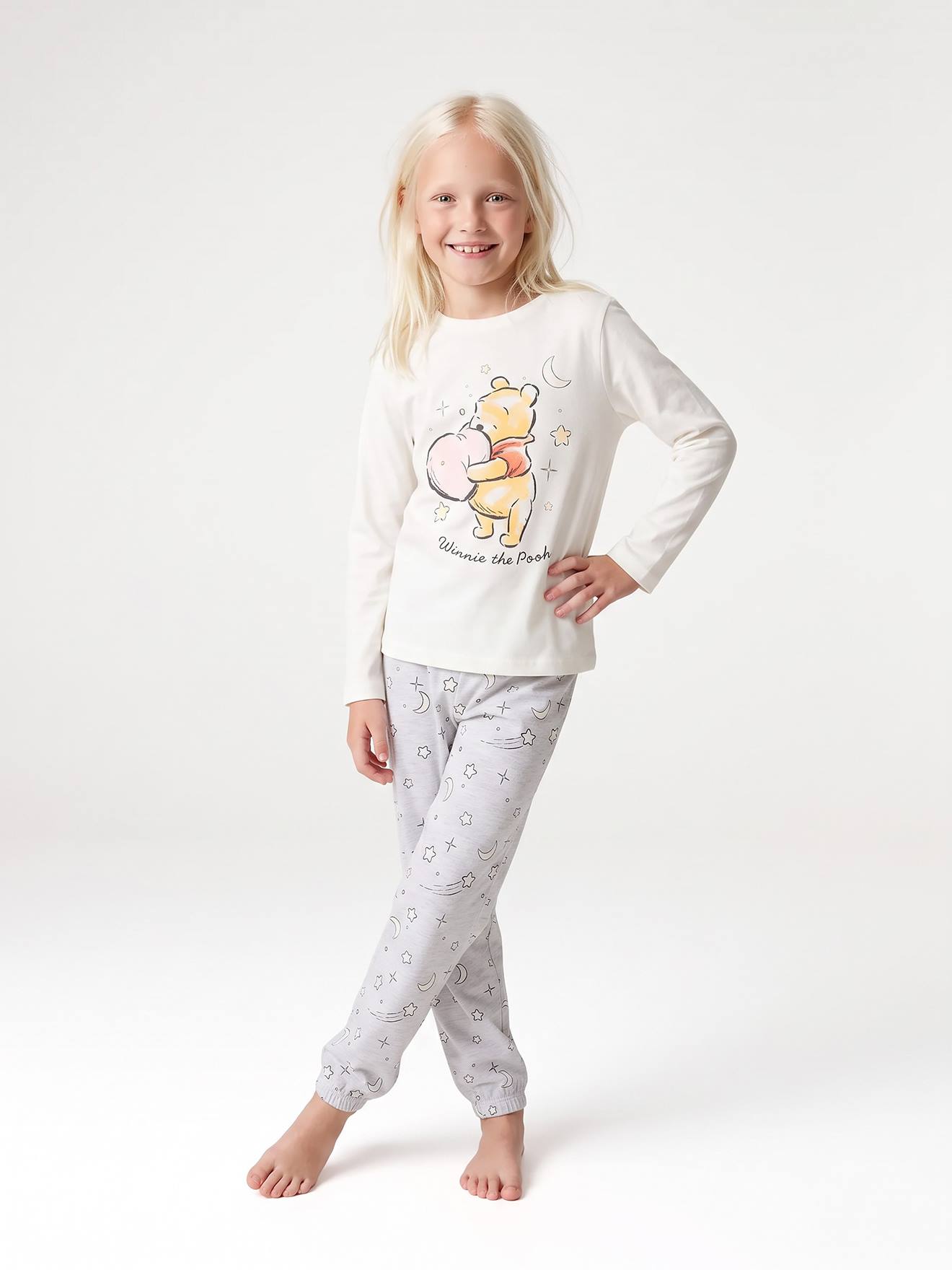 Winnie pyjama voor meisjes gemêleerd grijs