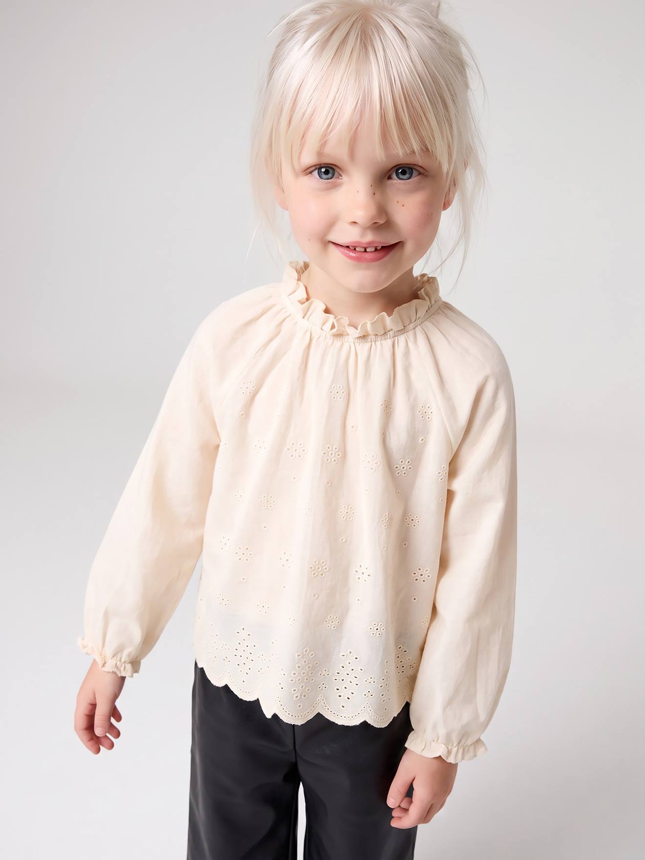 Meisjesblouse met lange mouwen ecru