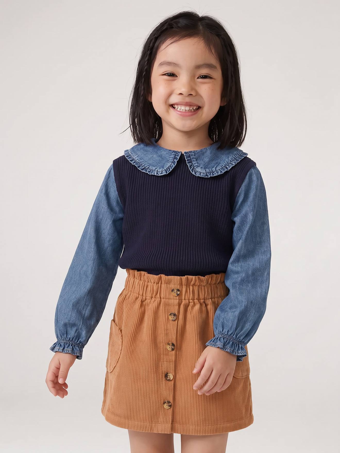 2-in-1 trui voor meisjes marineblauw