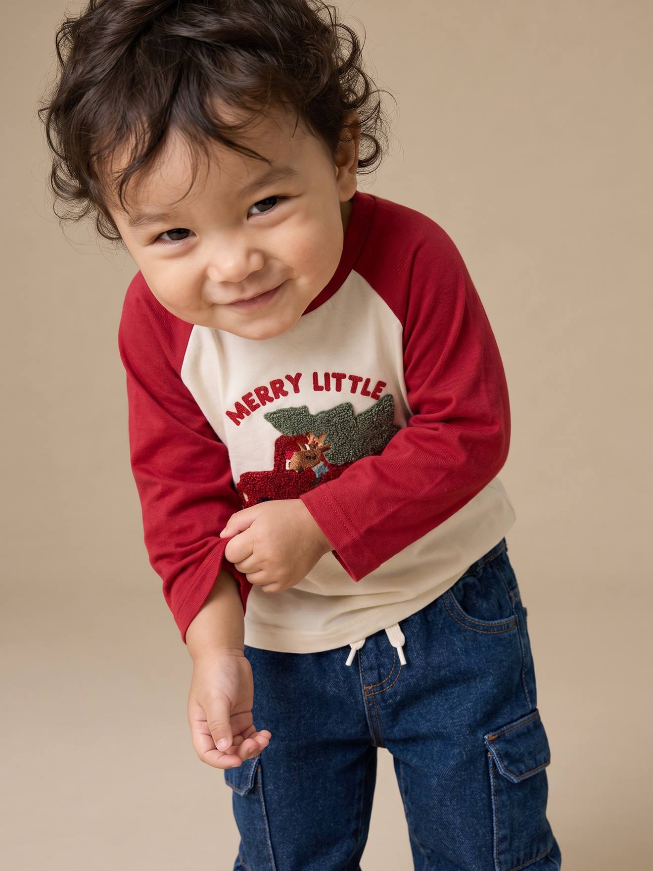 Babyjongensshirt met kerstprint rood