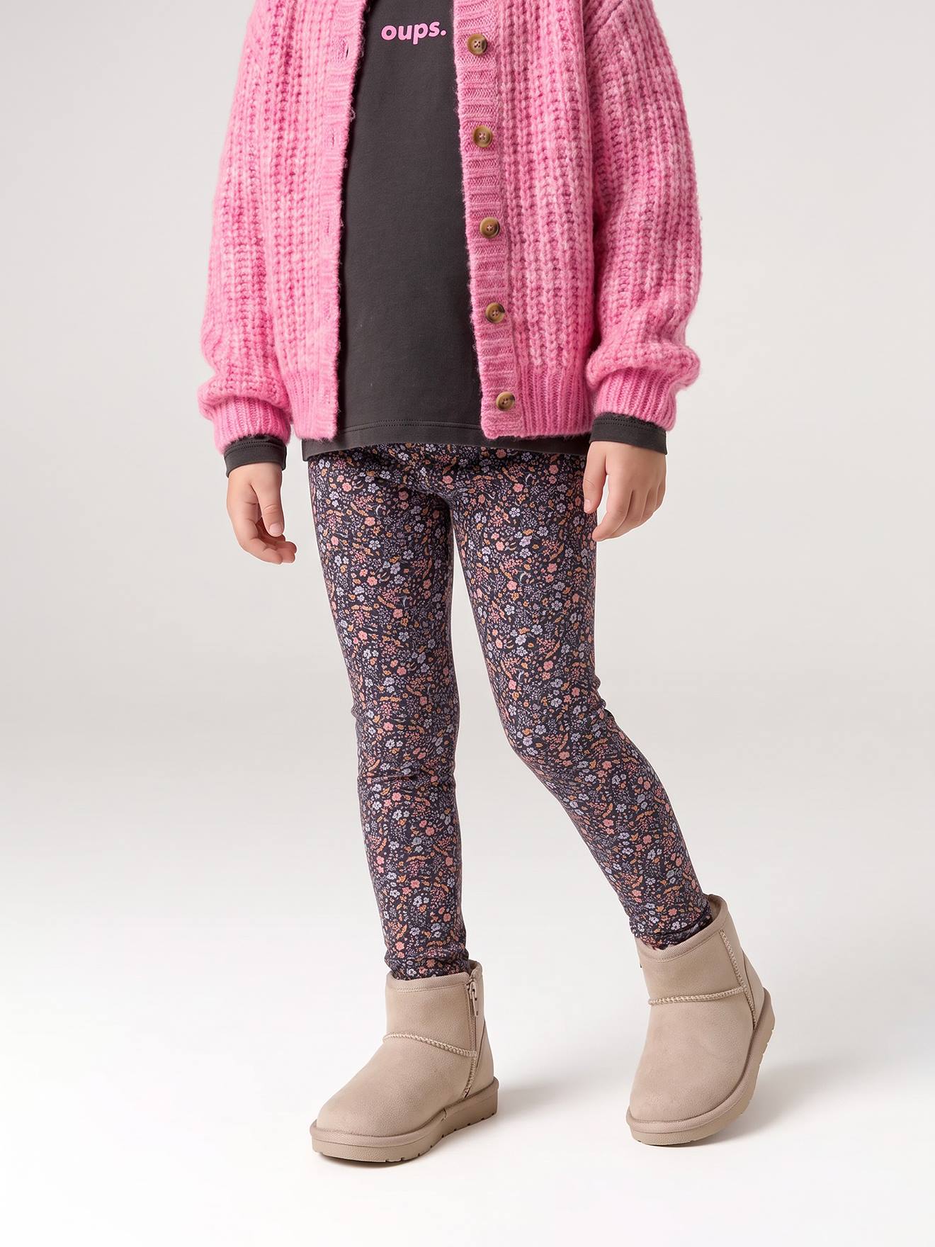 Meisjeslegging met fleecevoering donkergrijs
