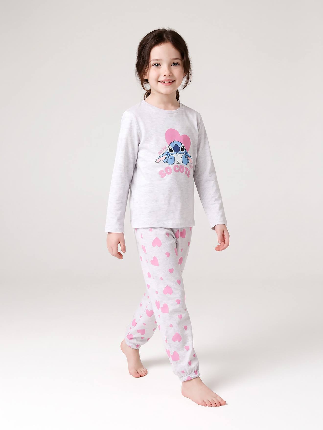 LILO & STITCH meisjespyjama gemêleerd grijs