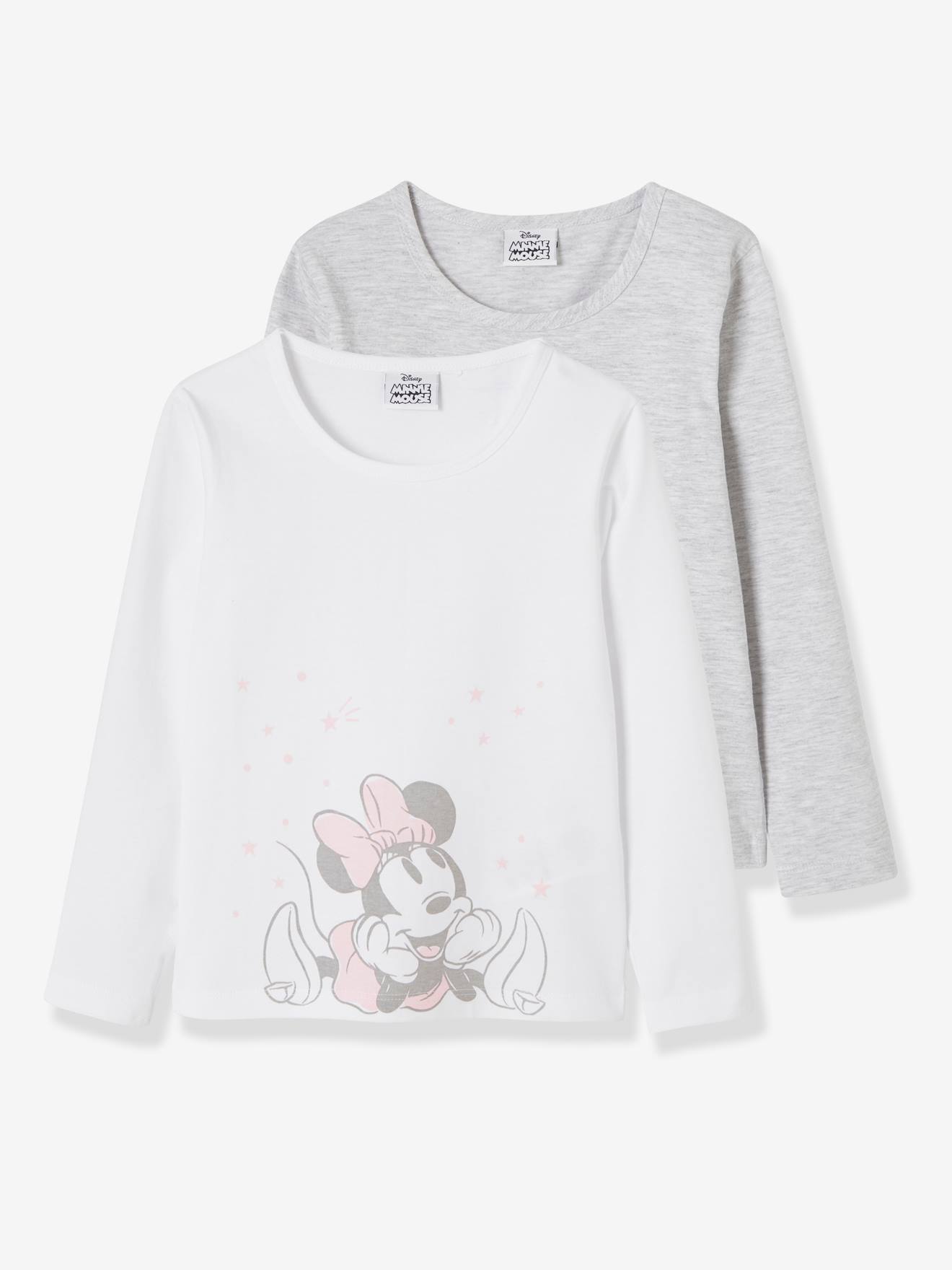Pakje met 2 Disney® Minnie T-shirts voor meisjes effen wit met versiering