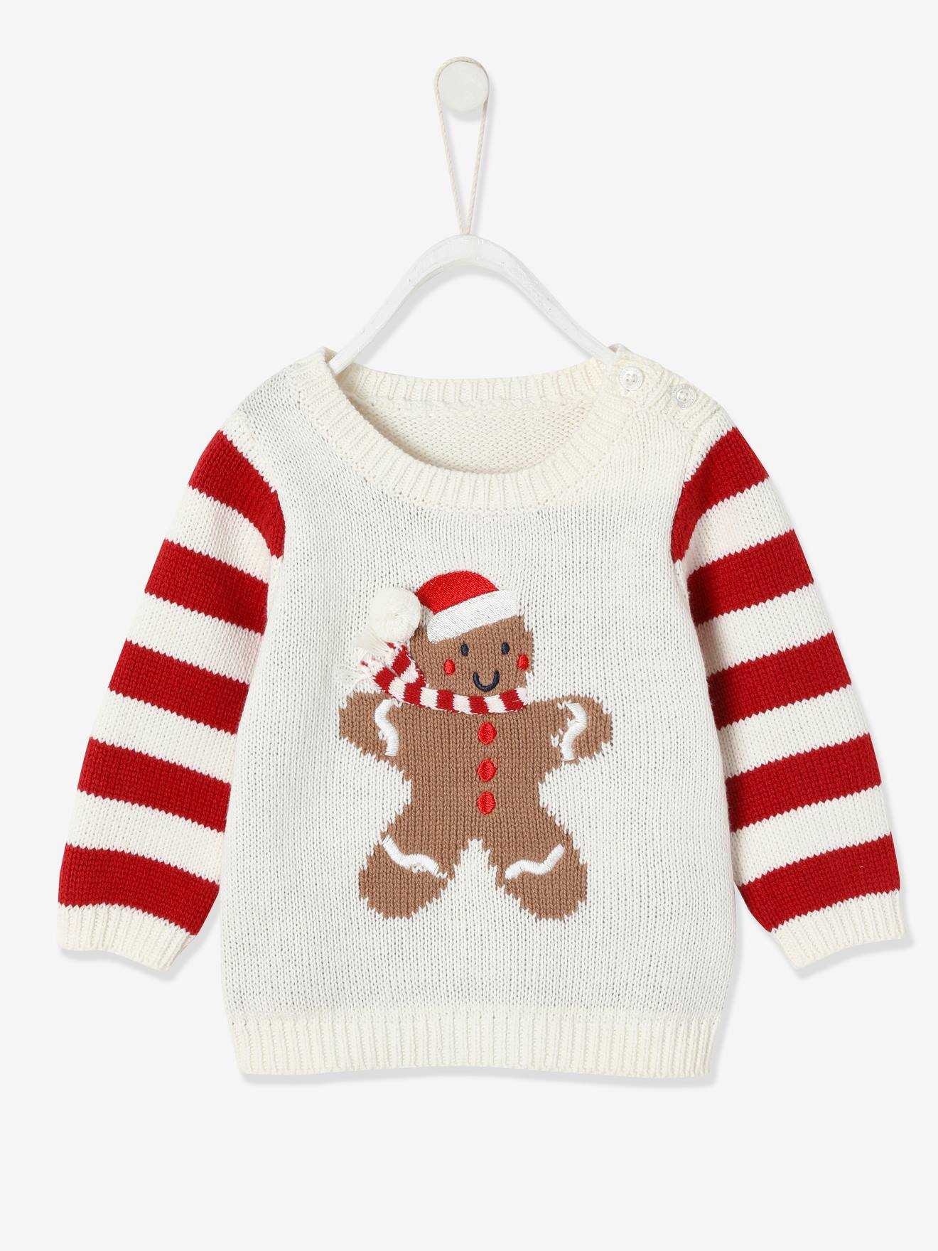 Babykersttrui peperkoekman unisex ivoor