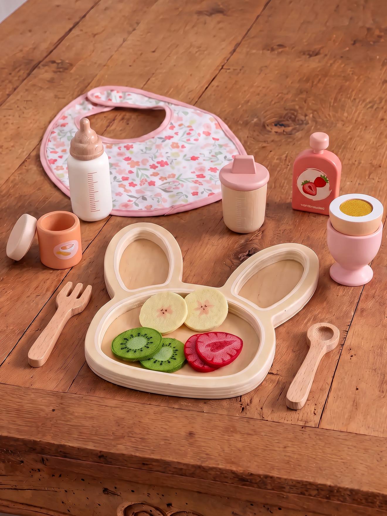 FSC® houten eetset voor babypop rozen