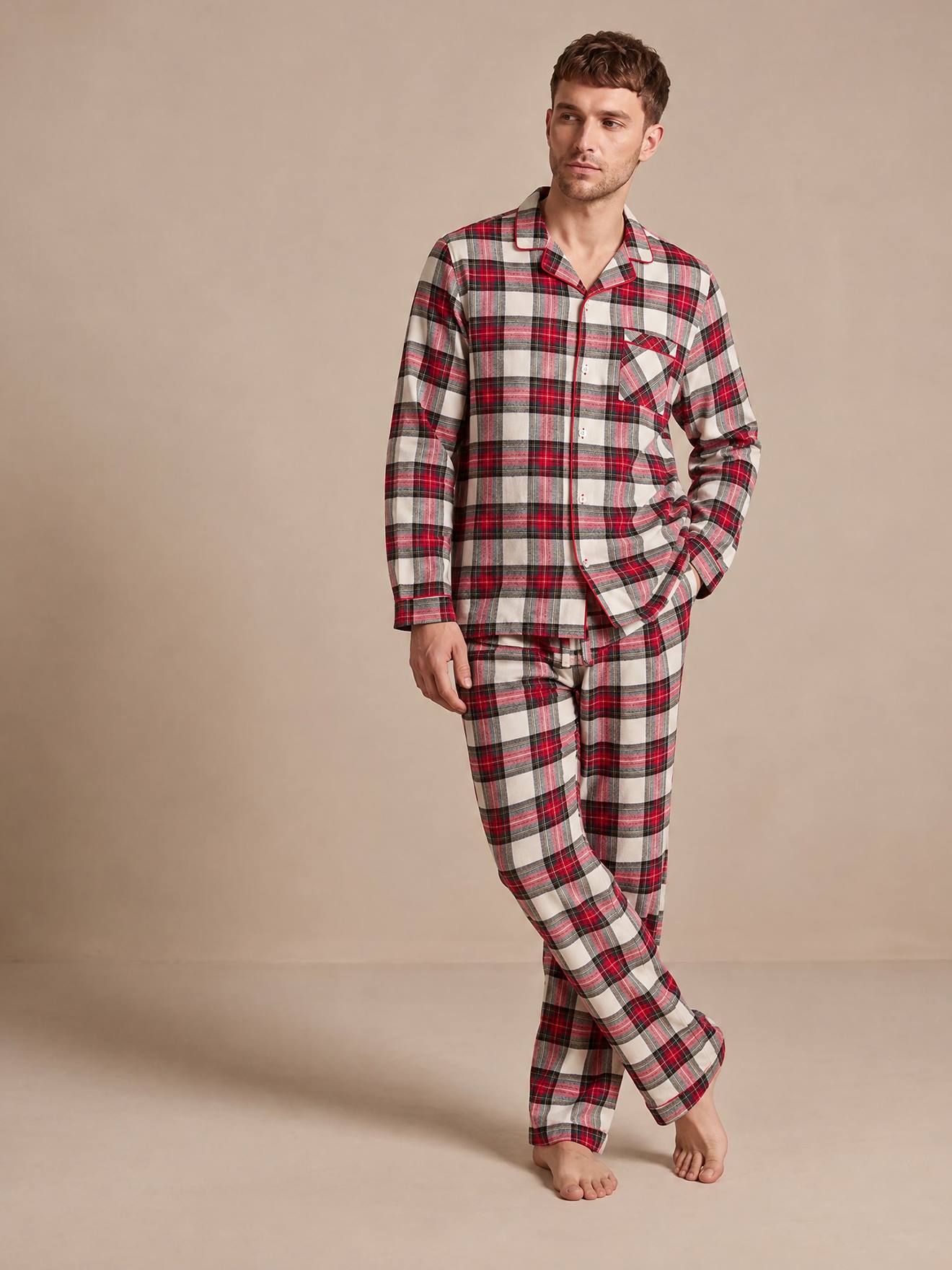 Herenpyjama van flanel rood