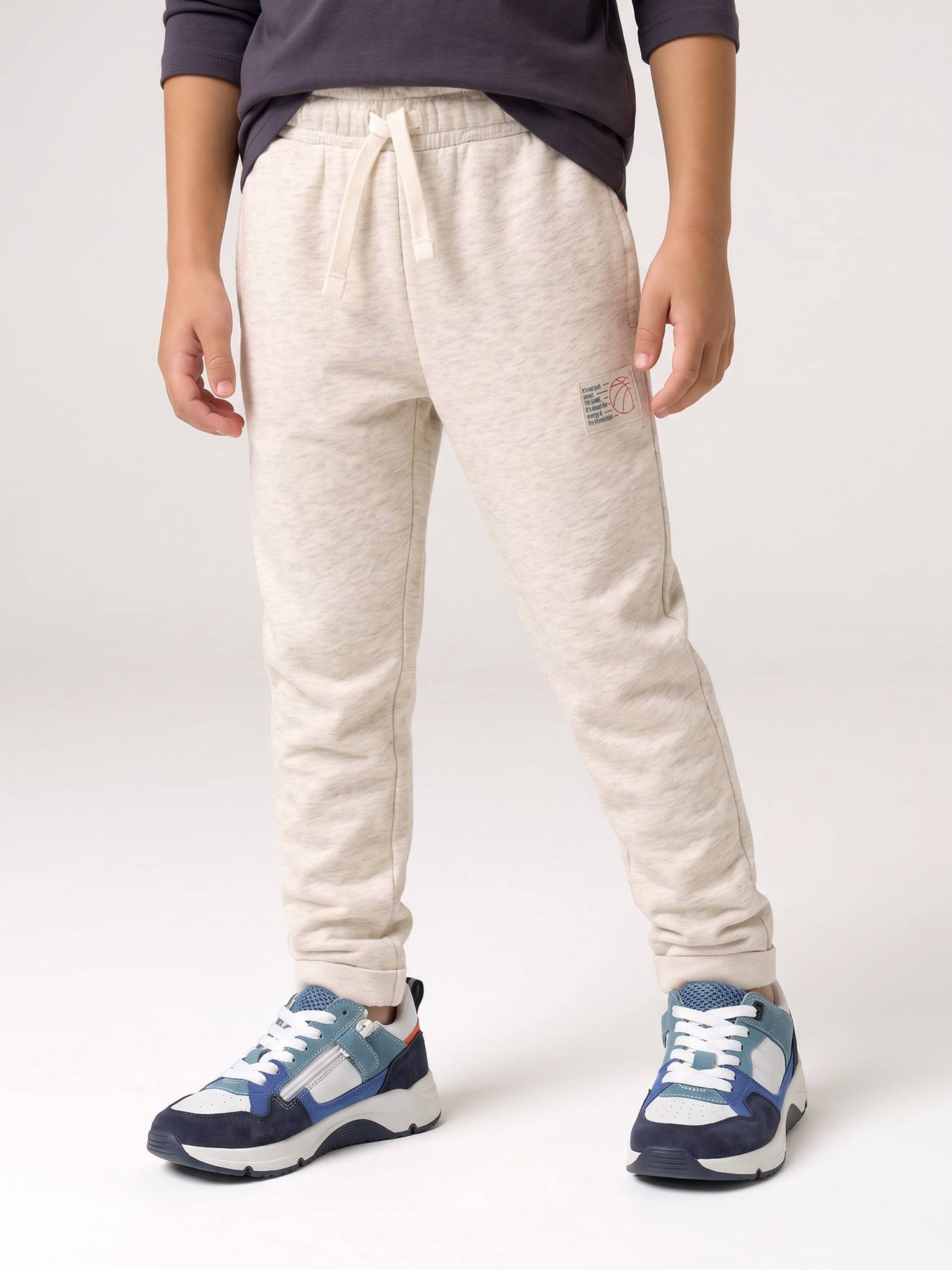 Joggingbroek jongen gemêleerd wit