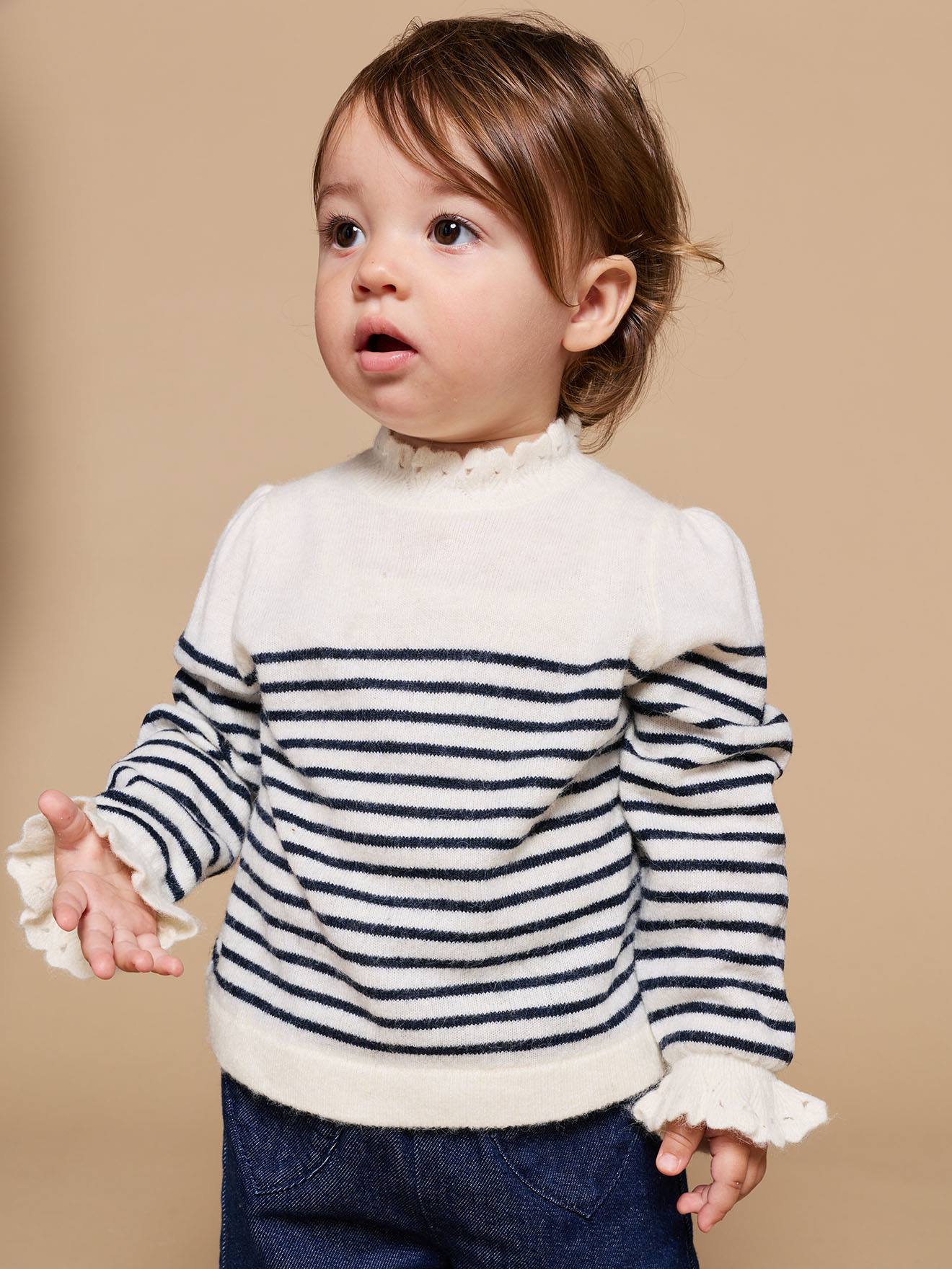 Babytrui meisje met lange mouwen ecru