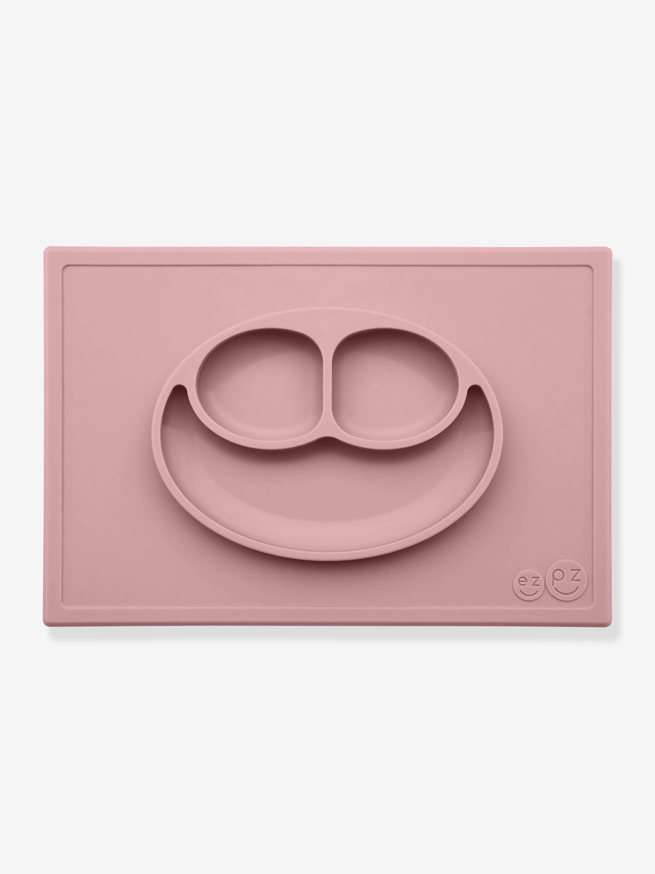 Alles-in-ÊÊn Happy-placemat met bordje van EZPZ van siliconen roze