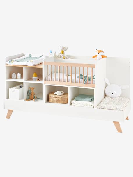 Gecombineerd 4 in 1 meegroeibed COMBINID Wit / grijs+WIT / HOUT - vertbaudet enfant 