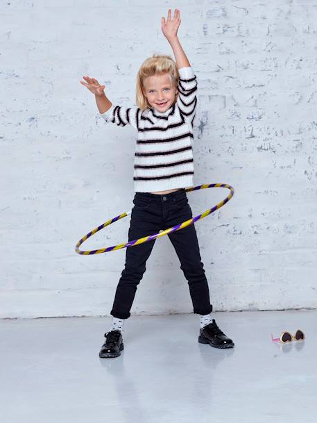 Slim fit jeans Morphologik 'waterless' meisjes heupomtrek LARGE zwart denim - vertbaudet enfant 