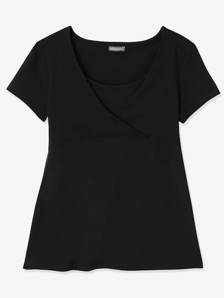 Lot van 2 T-shirts voor zwangerschap en borstvoeding lichtroze+SET MARINEBLAUW/GRIJS+zwart - vertbaudet enfant 